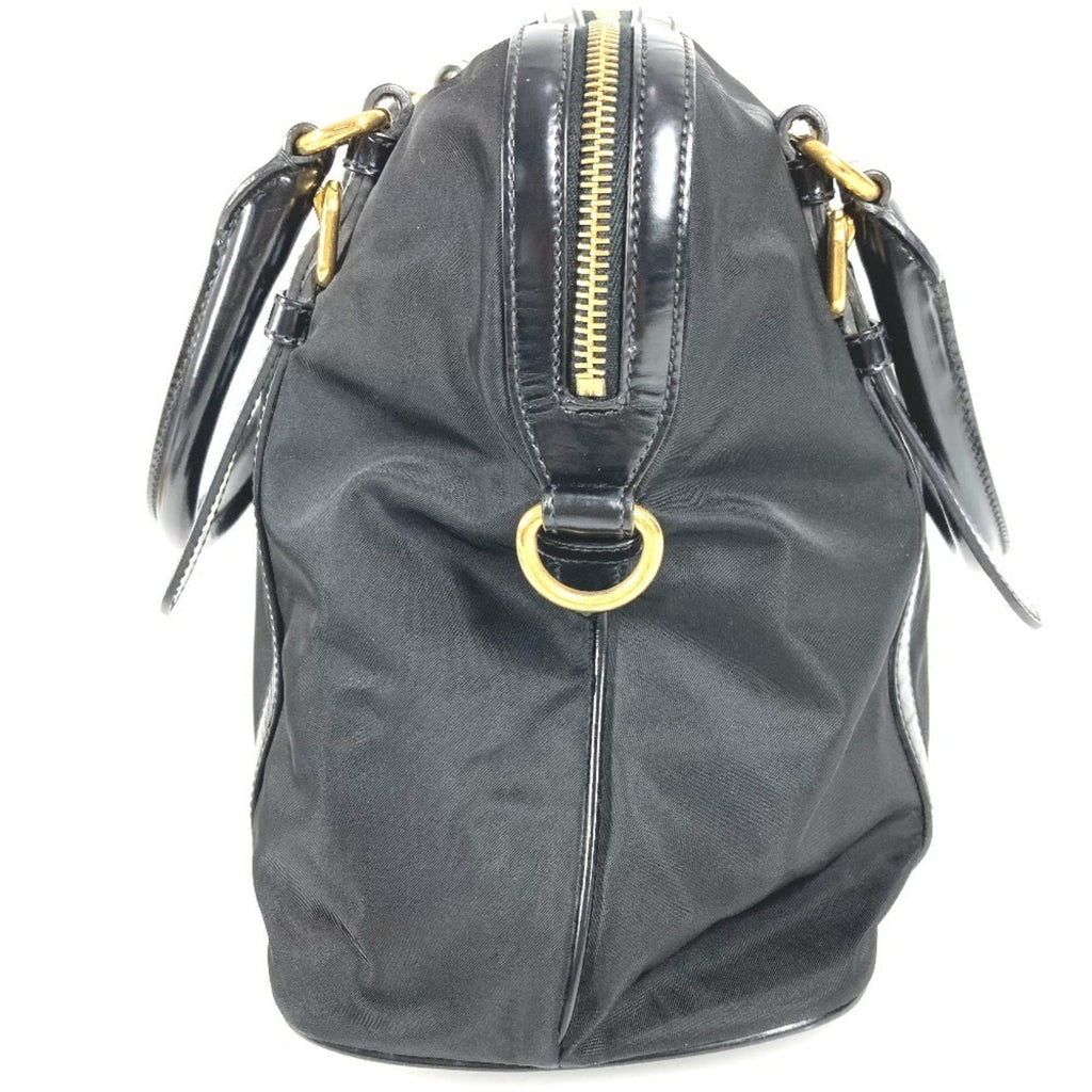 Prada Black Leather Nylon Handbag Shoulder Bag Tote Bag