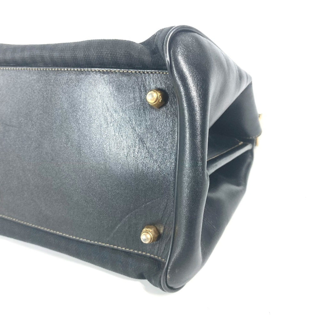 Fendi Pequin Black Leather Pvc Handbag