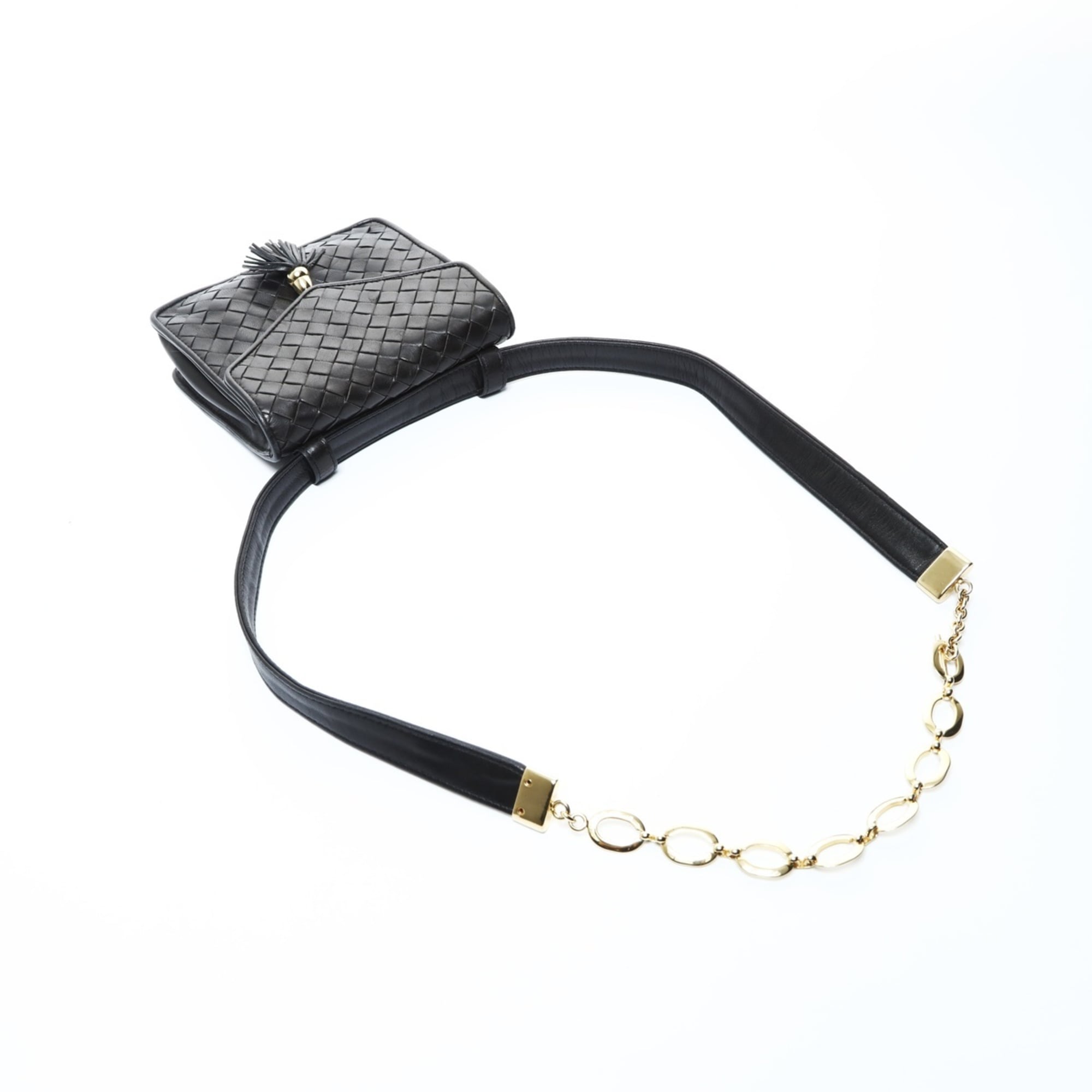 Bottega Veneta Intrecciato Black Leather Shoulder Bag