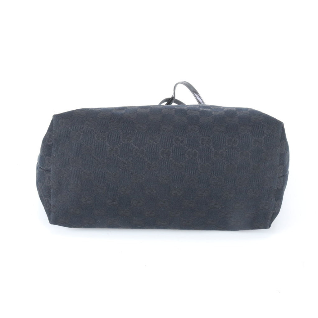 Gucci Black Leather Canvas Handbag Shoulder Bag Tote Bag (Pre-Owned)