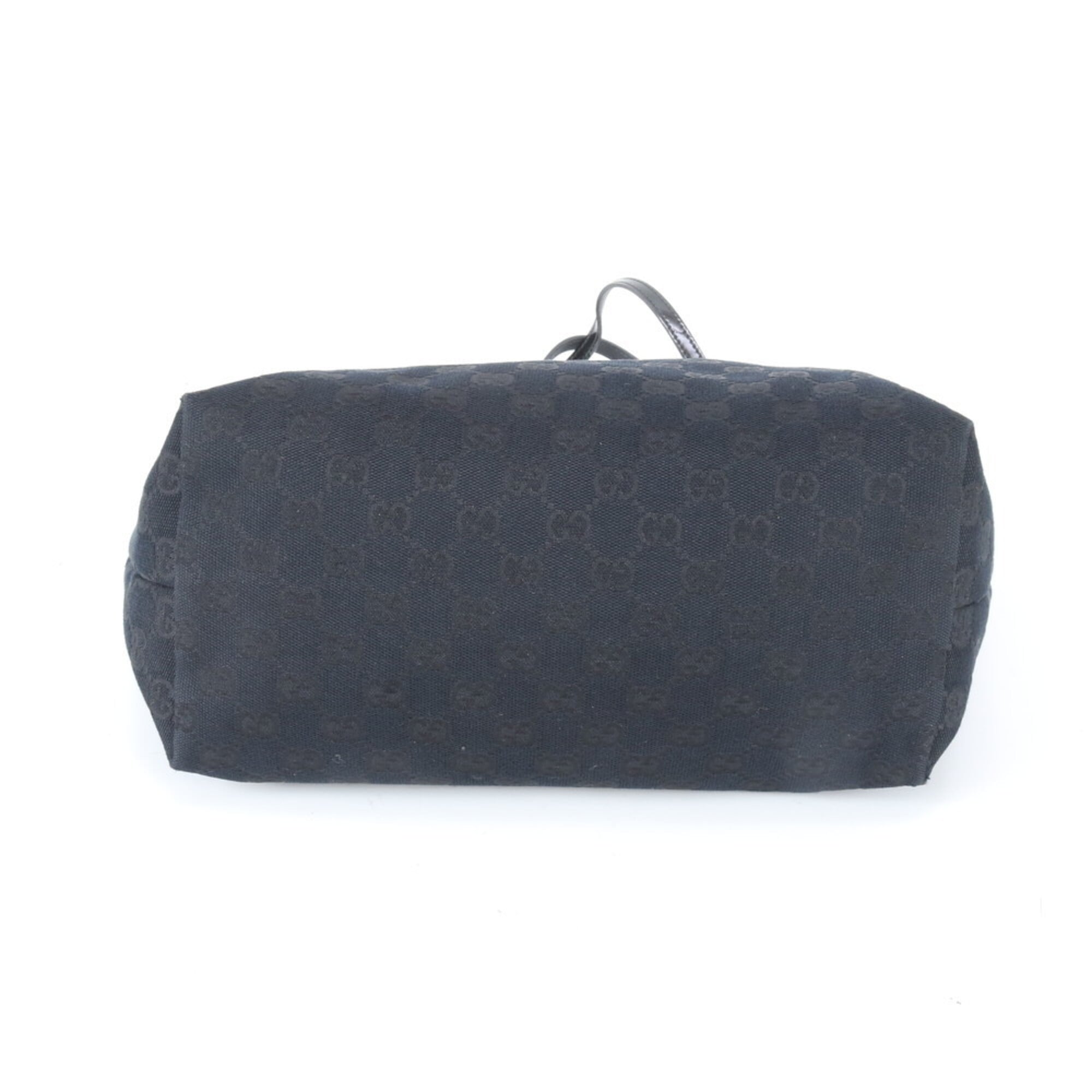 Gucci Black Leather Canvas Handbag Shoulder Bag Tote Bag (Pre-Owned)
