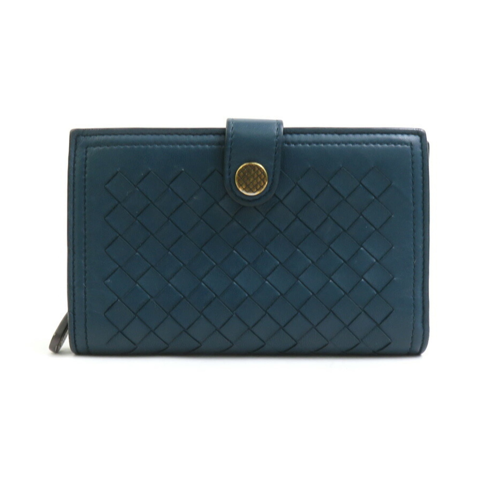 Bottega Veneta Blue Green Intrecciato Wallet (Bi-Fold)
