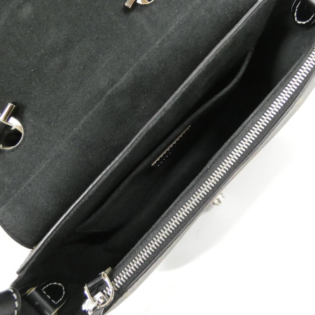 Louis Vuitton Black Brown Coated Canvas Leather Handbag