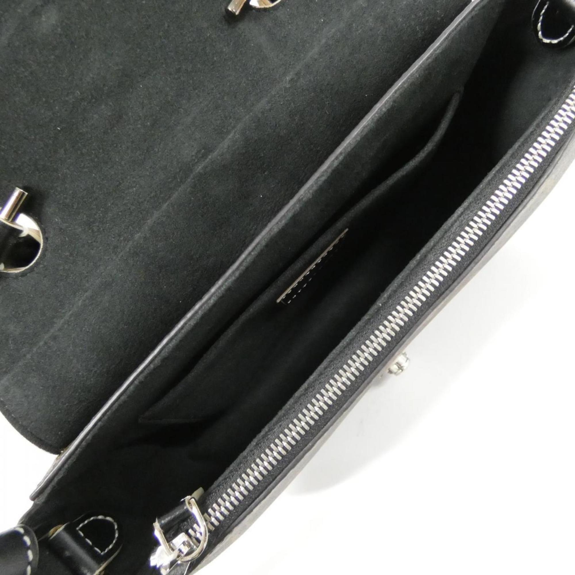 Louis Vuitton Black Brown Coated Canvas Leather Handbag
