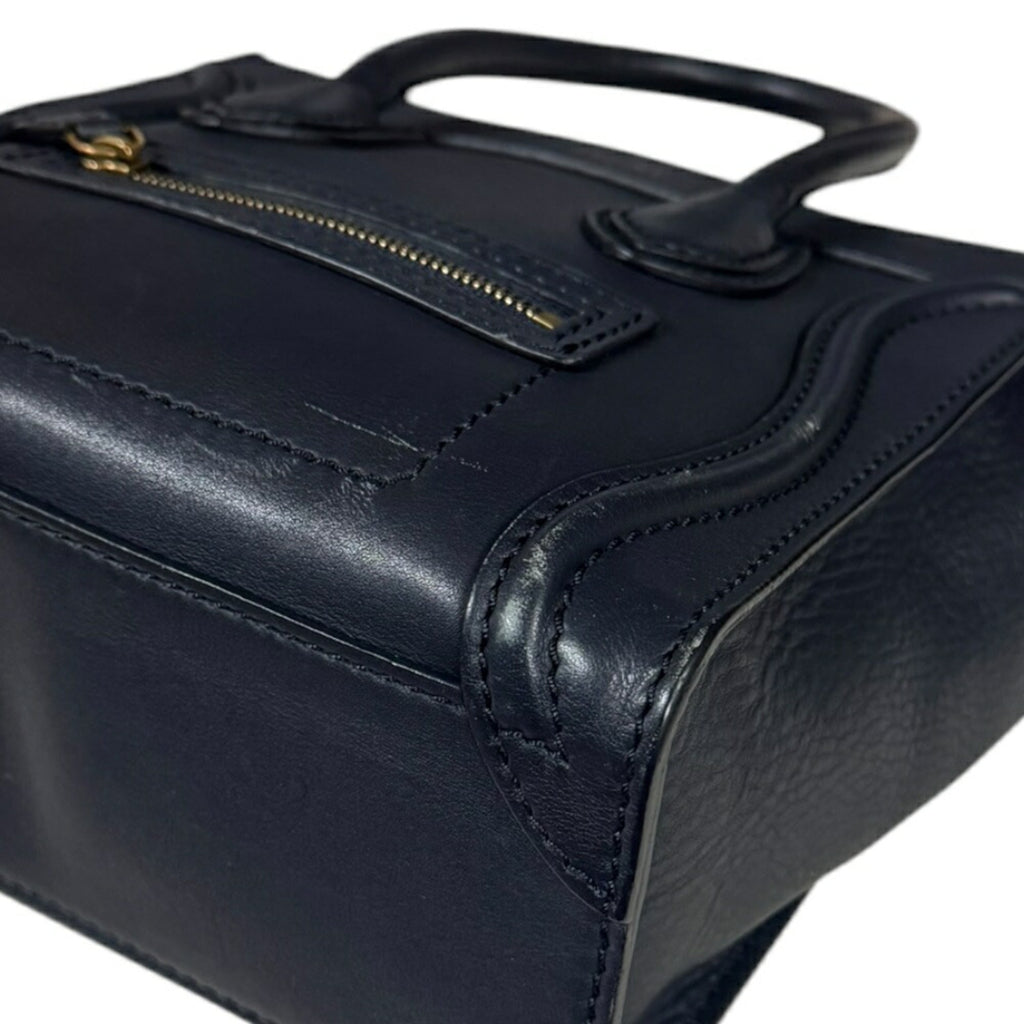 Celine Navy Leather Shoulder Bag