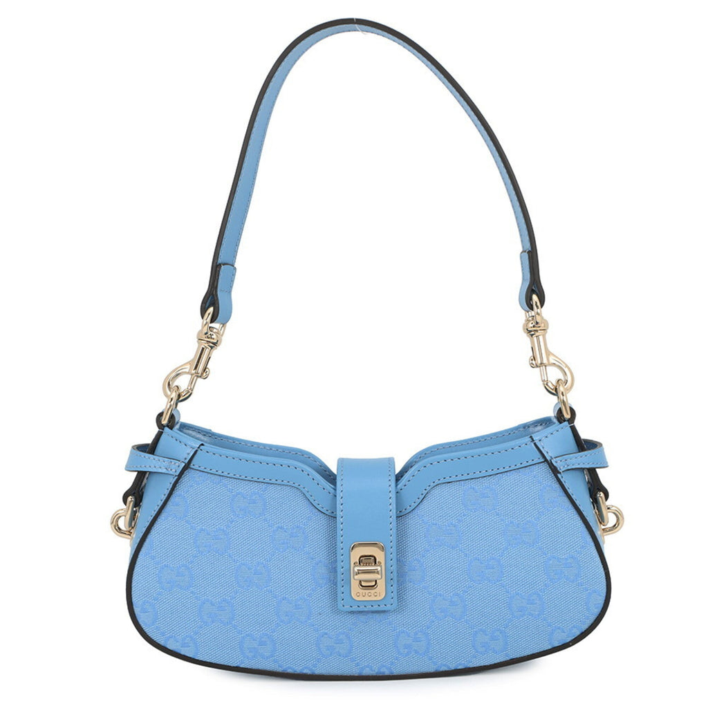 Gucci Gg Canvas Light Blue Gg Canvas Leather Handbag Shoulder Bag (Pre-Owned)