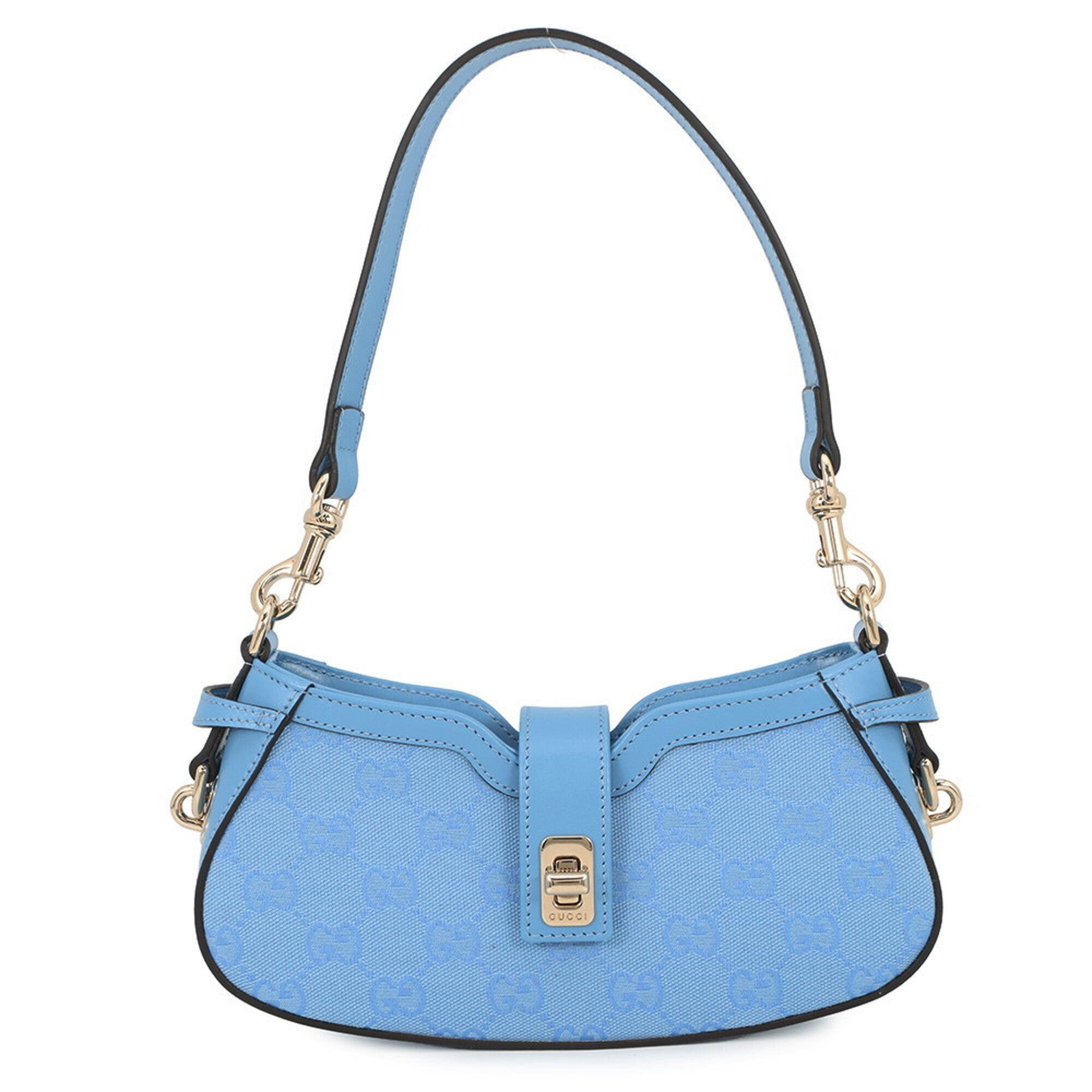 Gucci Gg Canvas Light Blue Gg Canvas Leather Handbag Shoulder Bag (Pre-Owned)