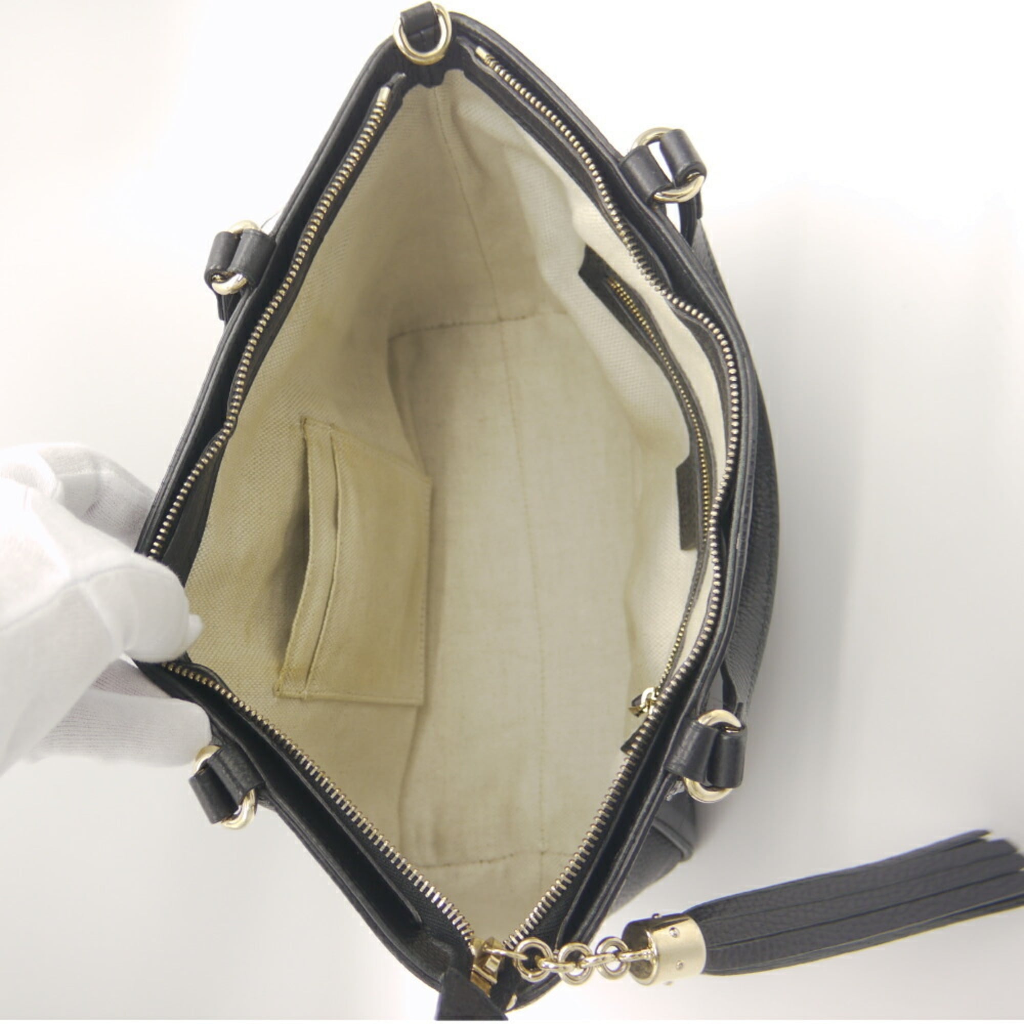 Gucci Black Leather Handbag Shoulder Bag (Pre-Owned)