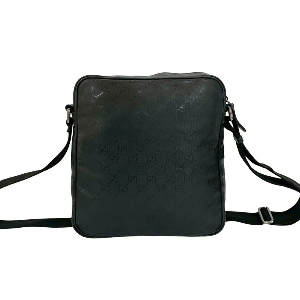 Gucci Black Leather Pvc Messenger Bag Pochette Shoulder Bag (Pre-Owned)