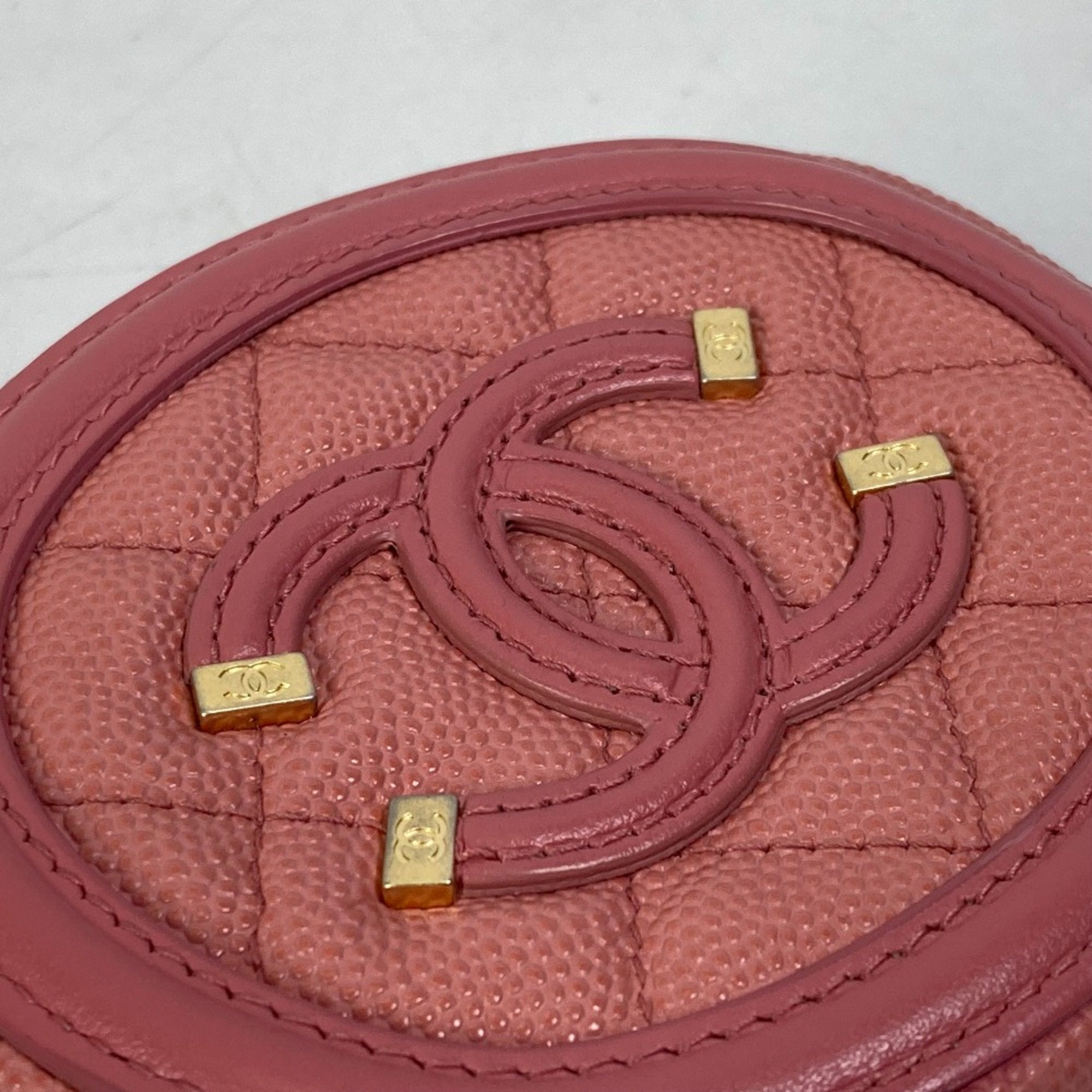 Chanel Pink Leather Coin Purse/Coin Case
