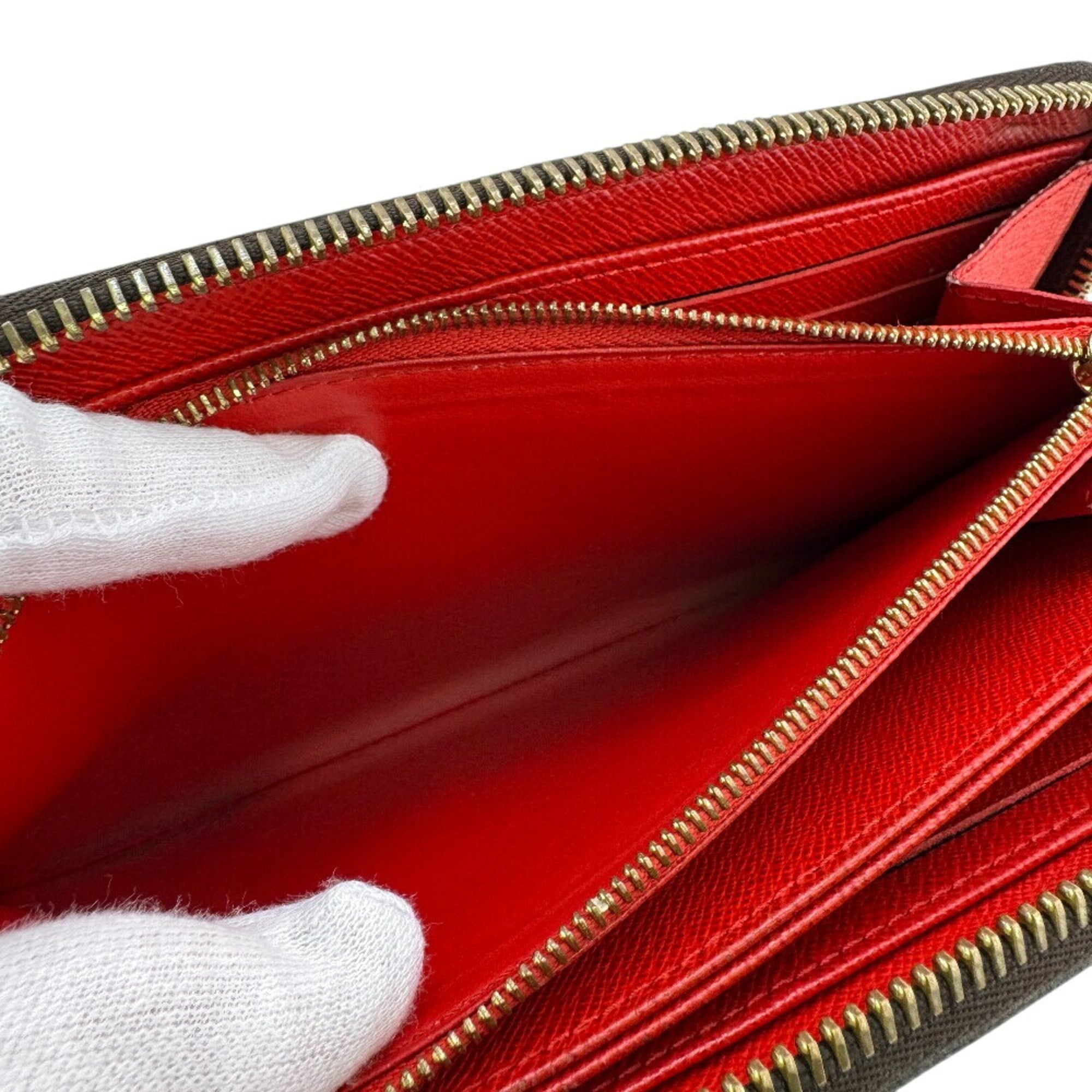 Louis Vuitton Brown Red Color Leather Long Wallet