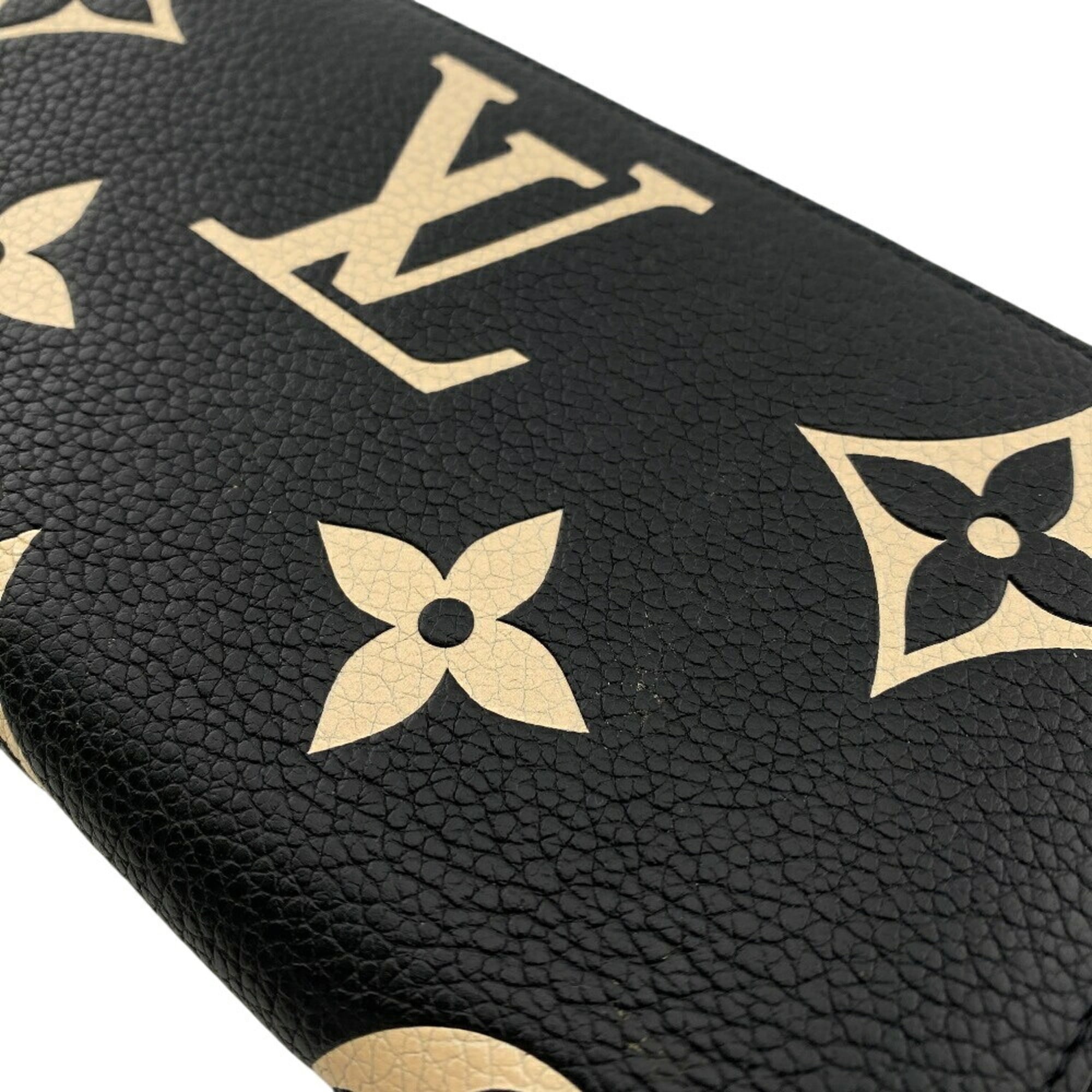 Louis Vuitton Beige Black Leather Long Wallet