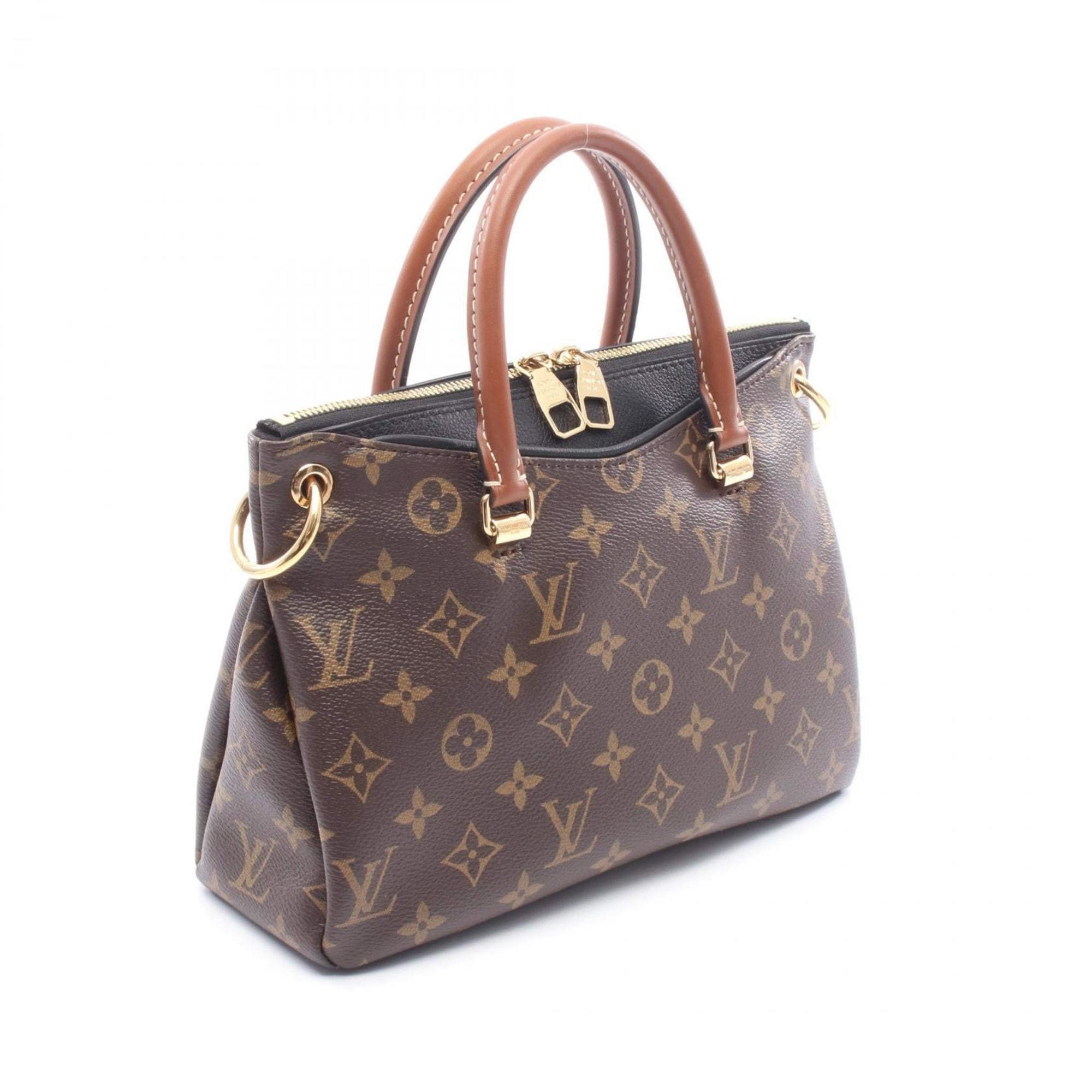 Louis Vuitton Black Brown Monogram Coated Canvas Leather Handbag