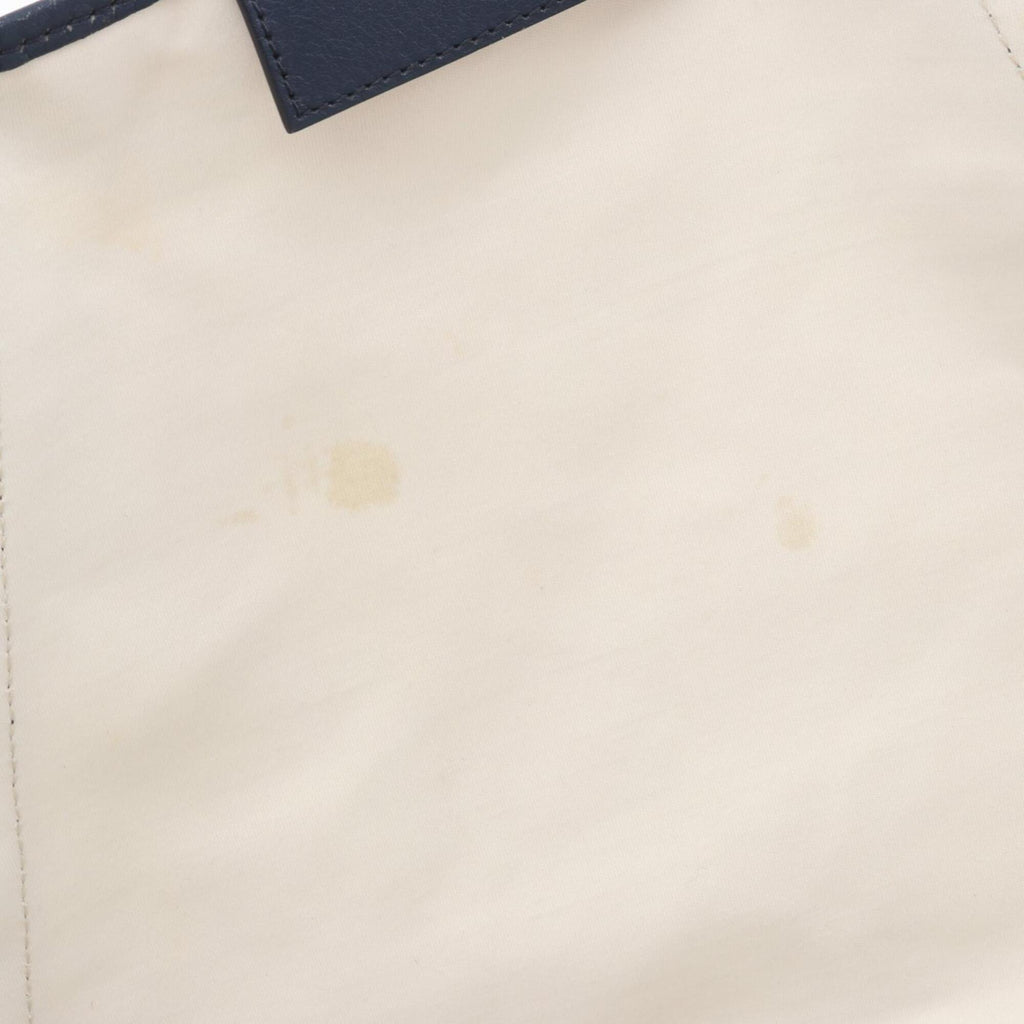Balenciaga Navy White Canvas Leather Handbag Tote