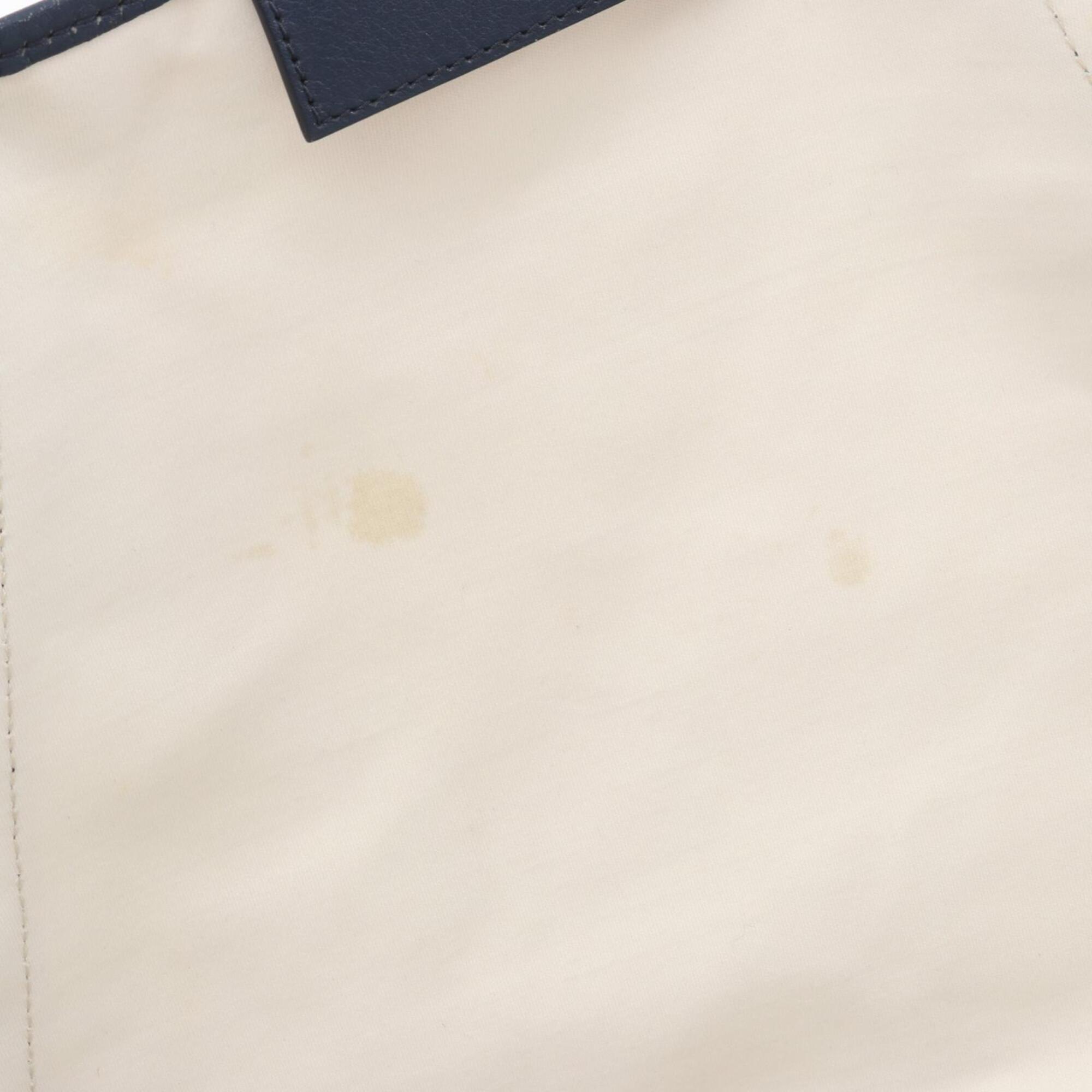 Balenciaga Navy White Canvas Leather Handbag Tote
