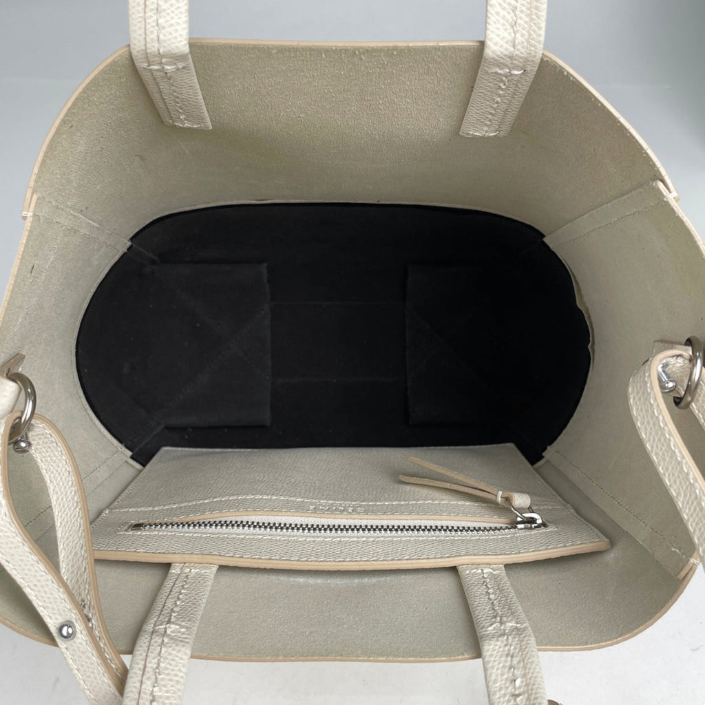 Celine Cabas Black Ivory Leather Shoulder Bag Tote Bag