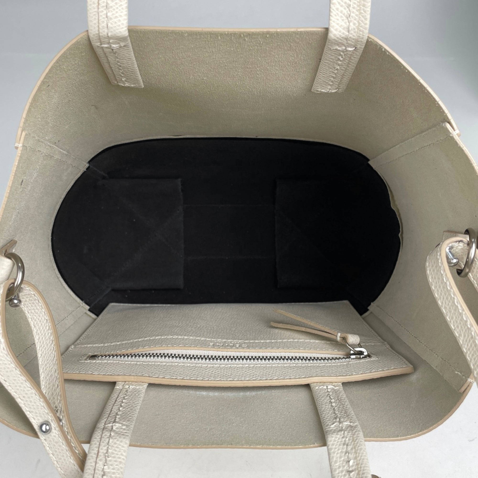 Celine Cabas Black Ivory Leather Shoulder Bag Tote Bag