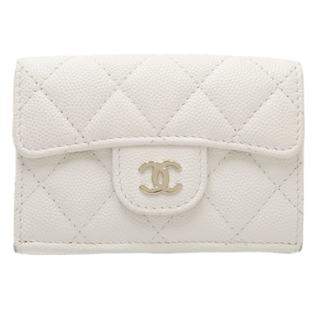 Chanel White Grained Calfskin Wallet (Tri-Fold)