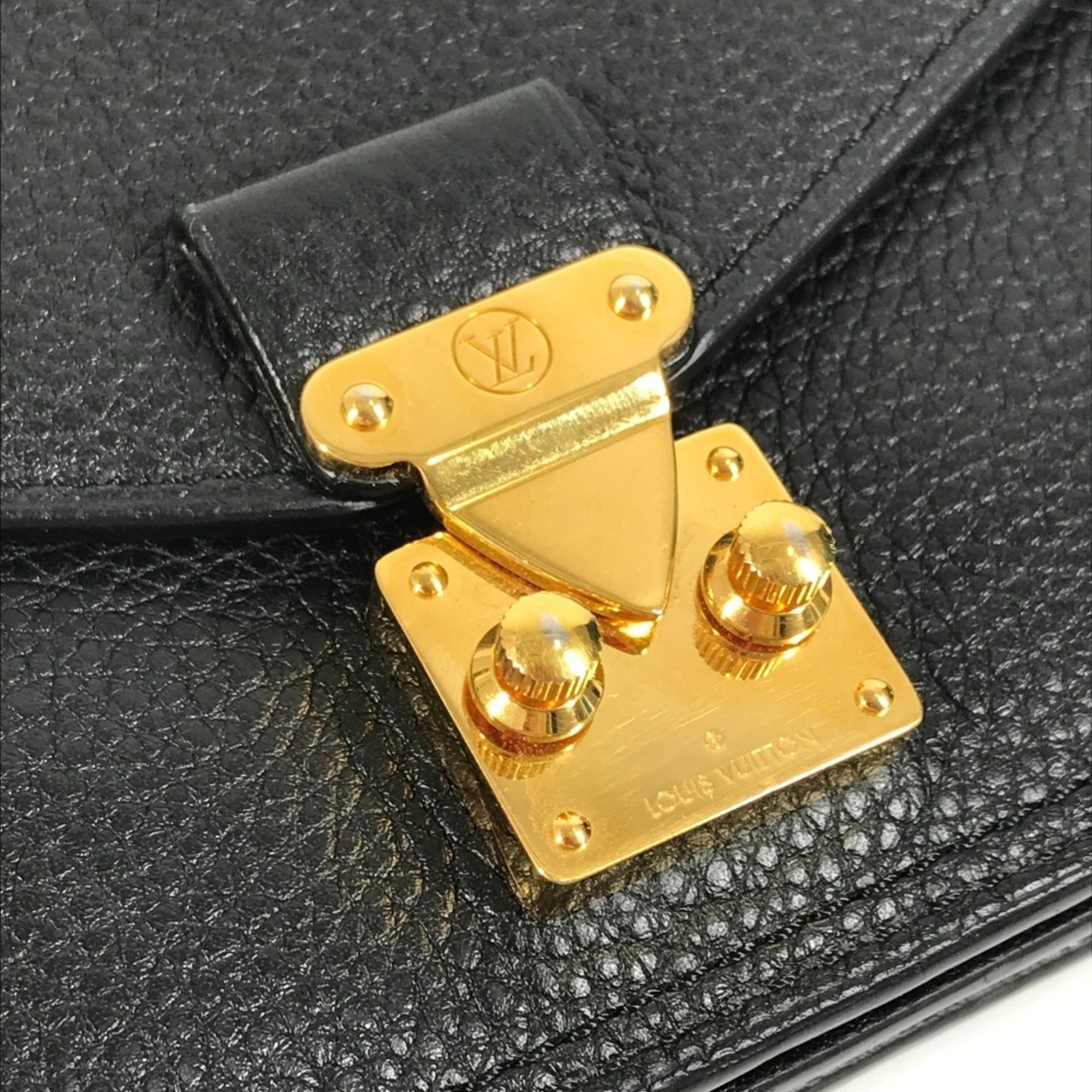 Louis Vuitton Black Leather Long Wallet (Tri-Fold)