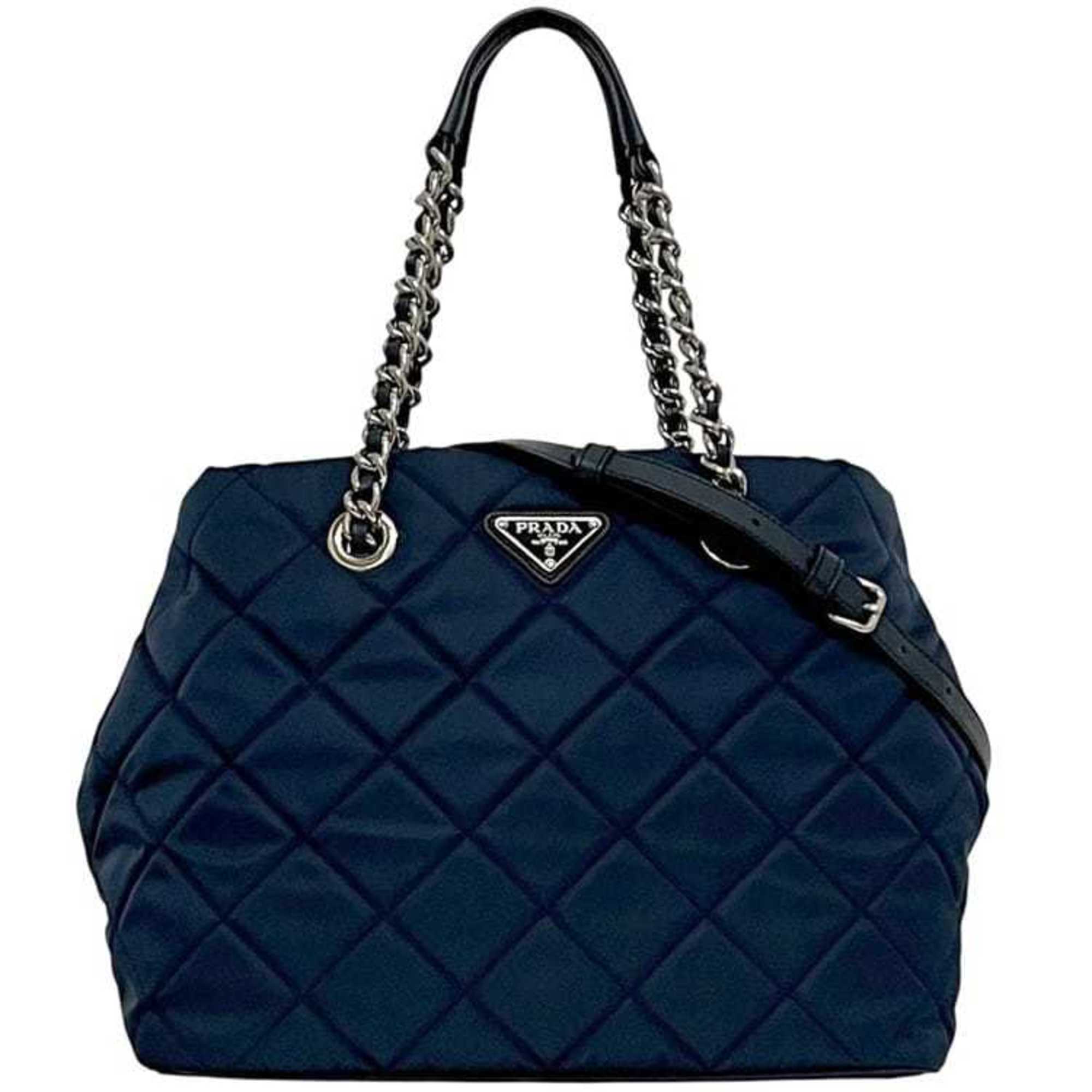 Prada Navy Nylon Saffiano Triangle Shoulder Bag Tote Bag