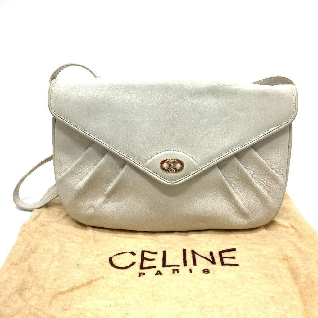 Celine White Leather Shoulder Bag