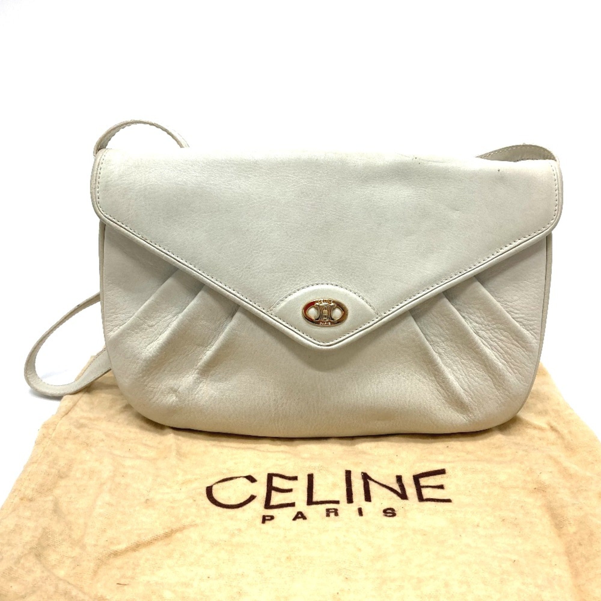 Celine White Leather Shoulder Bag