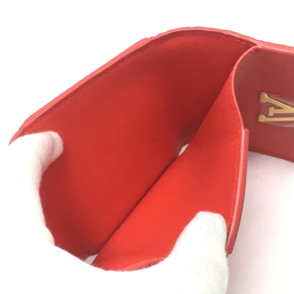 Louis Vuitton Red Color Leather Wallet (Tri-Fold)