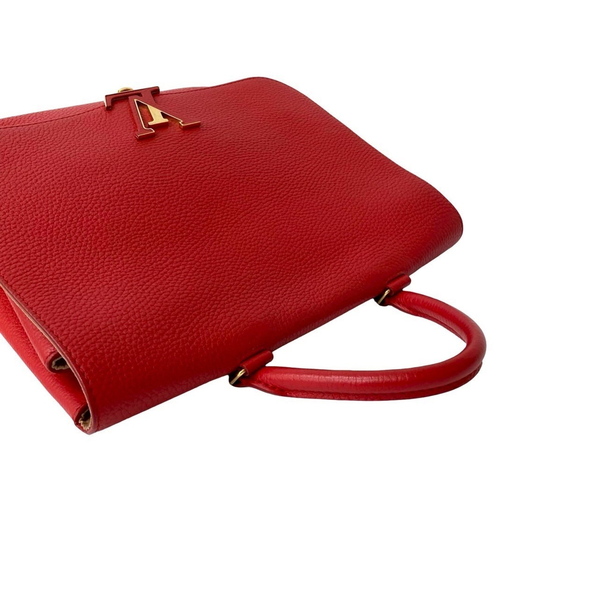 Louis Vuitton Red Color Leather Handbag Shoulder Bag Tote Bag