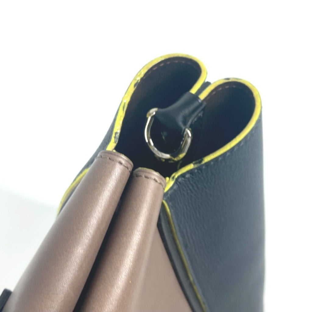 Louis Vuitton Black Brown Leather Handbag Tote Bag