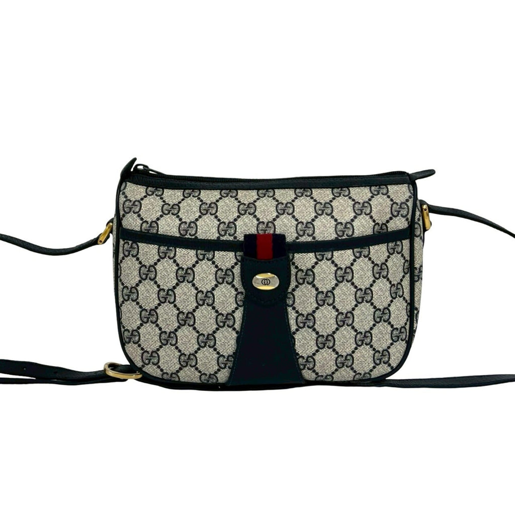 Gucci Navy Red Color Pvc Leather Shoulder Bag (Pre-Owned)
