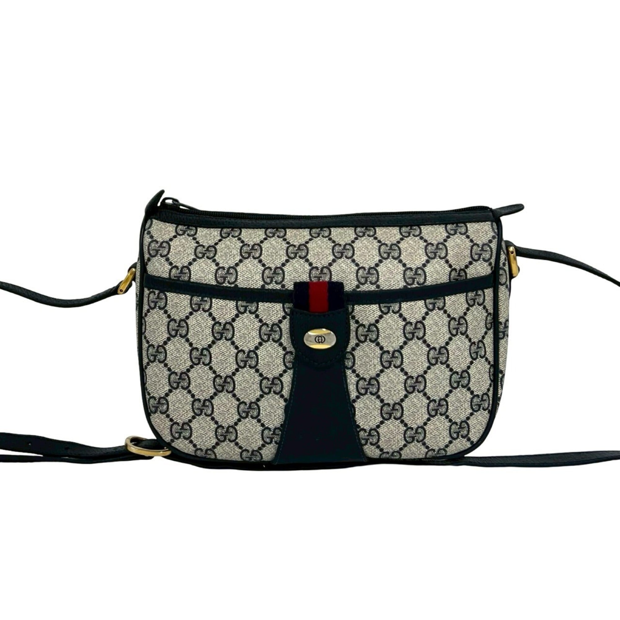 Gucci Navy Red Color Pvc Leather Shoulder Bag (Pre-Owned)