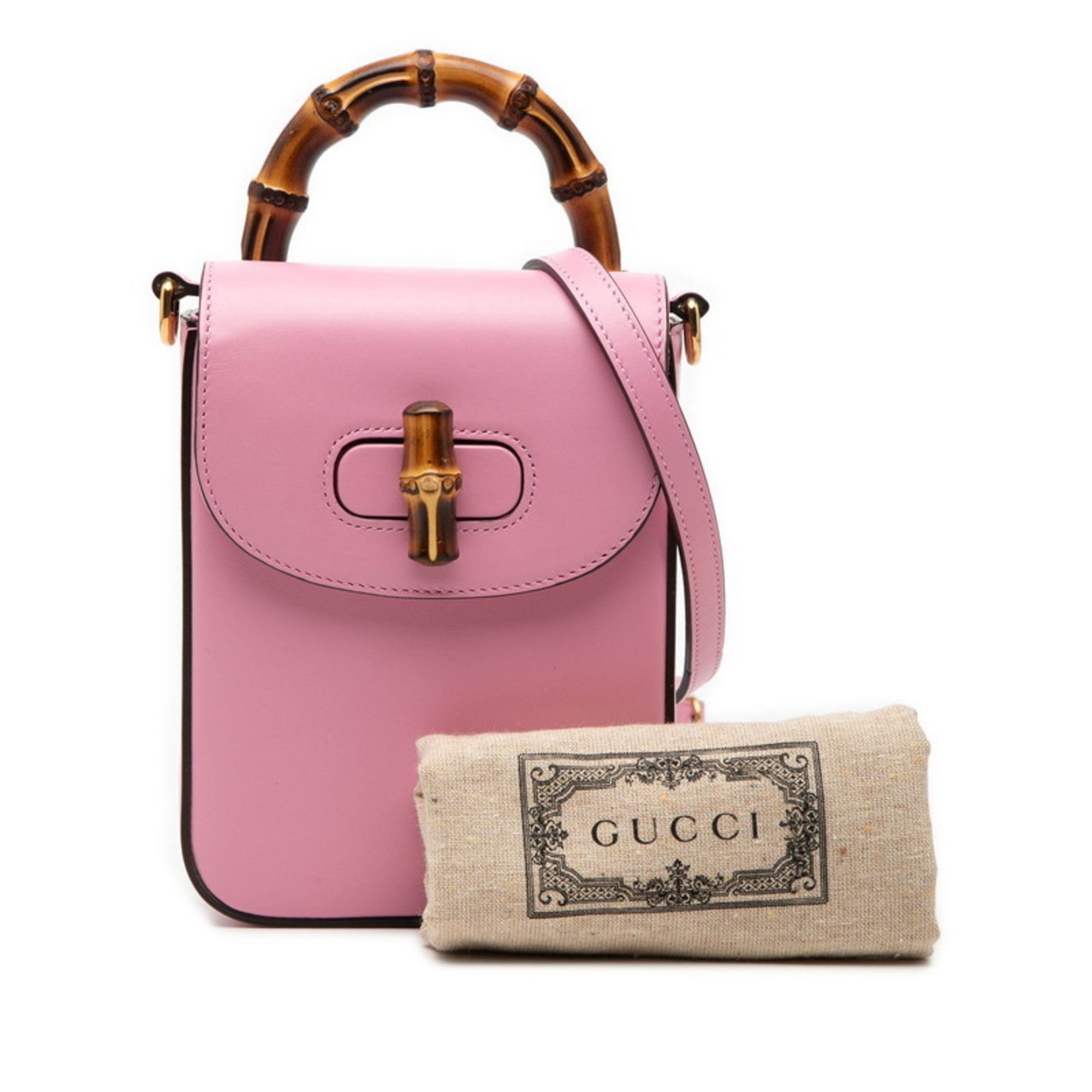 Gucci Pink Leather Handbag Shoulder Bag (Pre-Owned)
