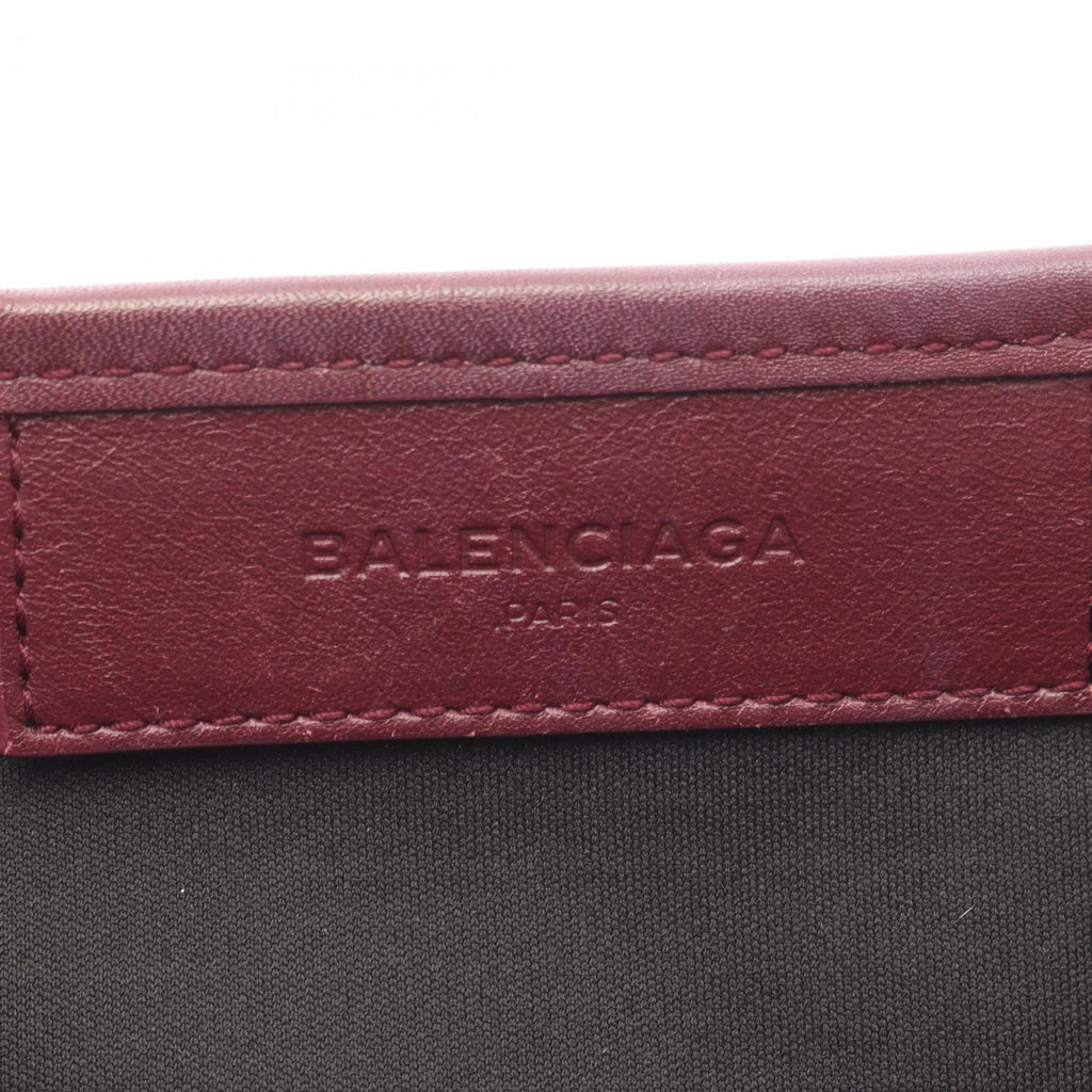 Balenciaga Bordeaux Ivory Canvas Leather Pouch Tote