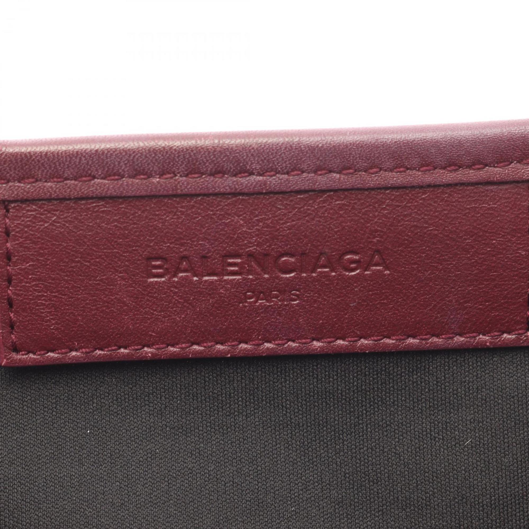 Balenciaga Bordeaux Ivory Canvas Leather Pouch Tote