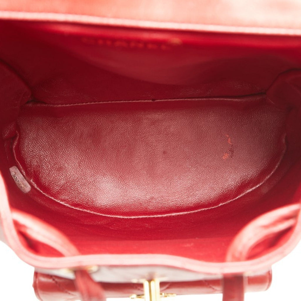 Chanel Red Color Leather Backpack