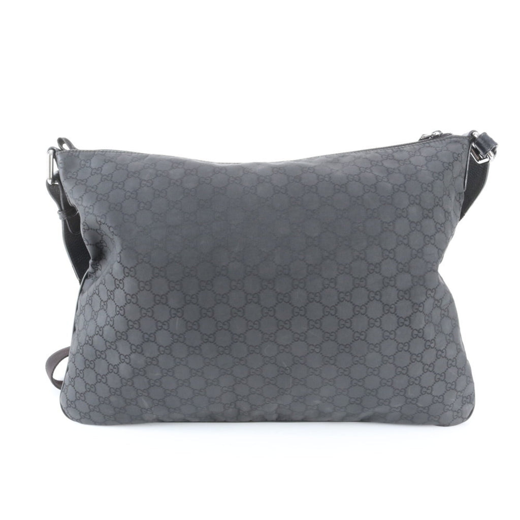 Gucci Black Nylon Leather Messenger Bag Shoulder Bag (Pre-Owned)