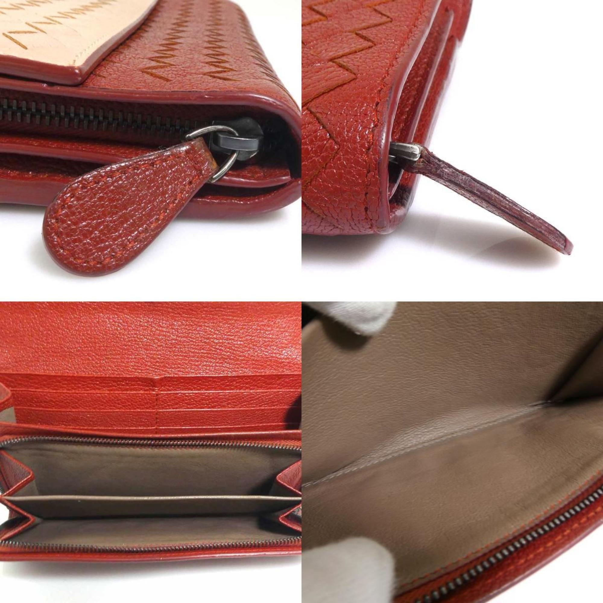 Bottega Veneta Beige Brown Leather Long Wallet (Bi-Fold)