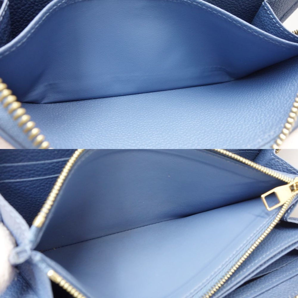 Louis Vuitton Blue Jean Cream Leather Long Wallet