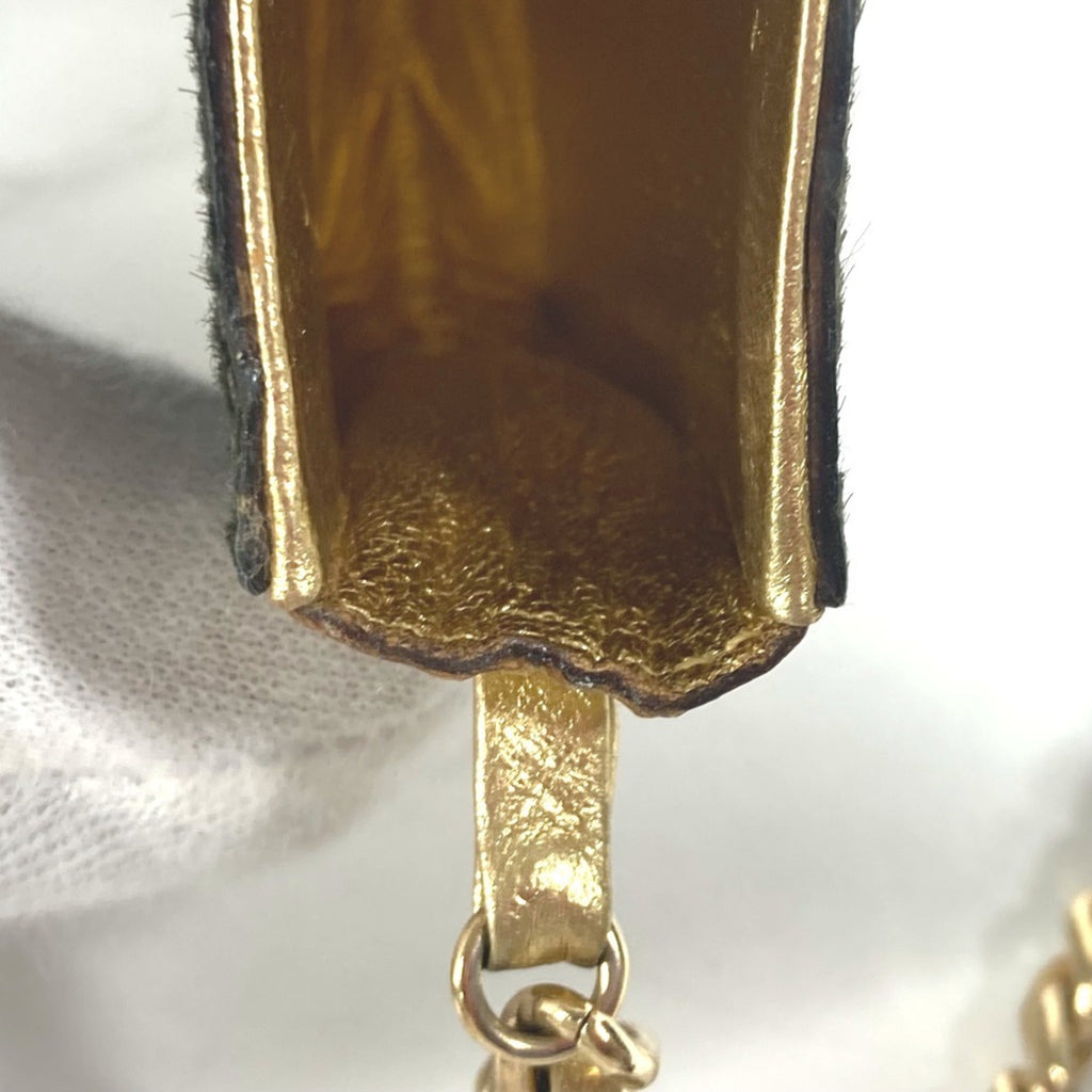 Chanel Gold Khaki Leather Pochette Shoulder Bag