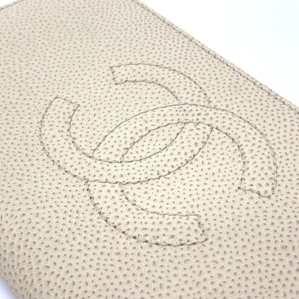 Chanel Beige Leather Long Wallet (Bi-Fold)