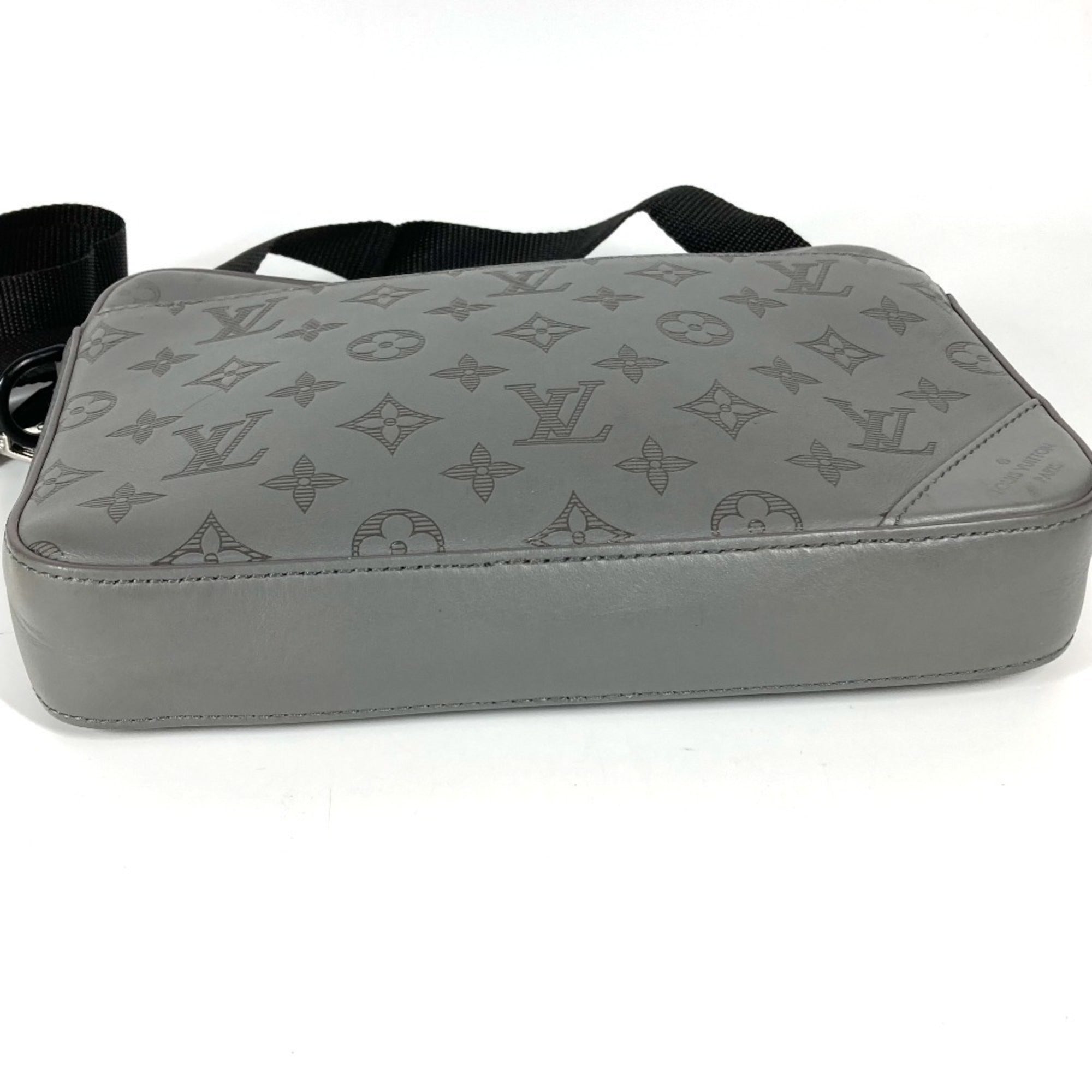 Louis Vuitton Gray Monogram Shadow Clutch Bag Shoulder Bag