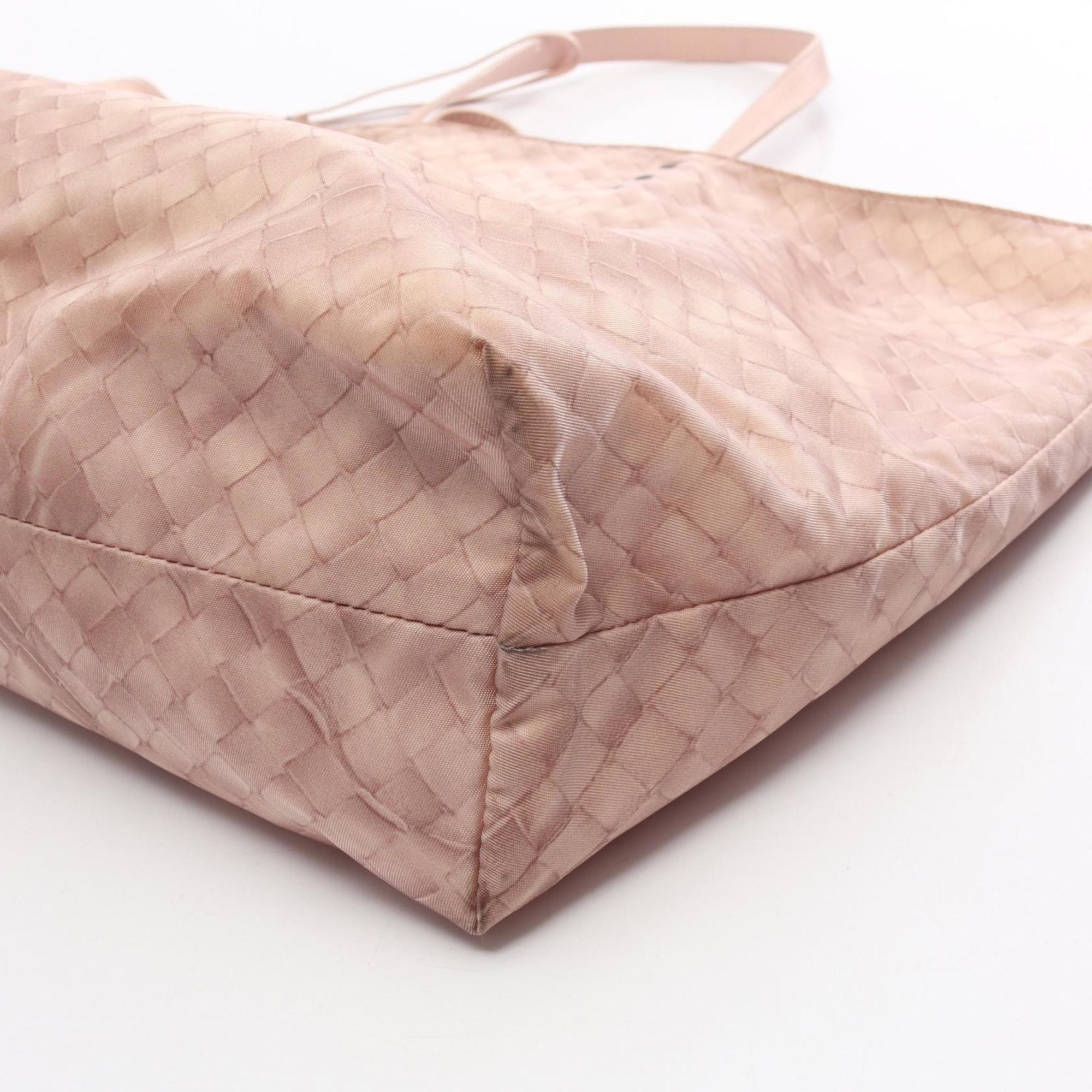 Bottega Veneta Pink Nylon Leather Tote Bag