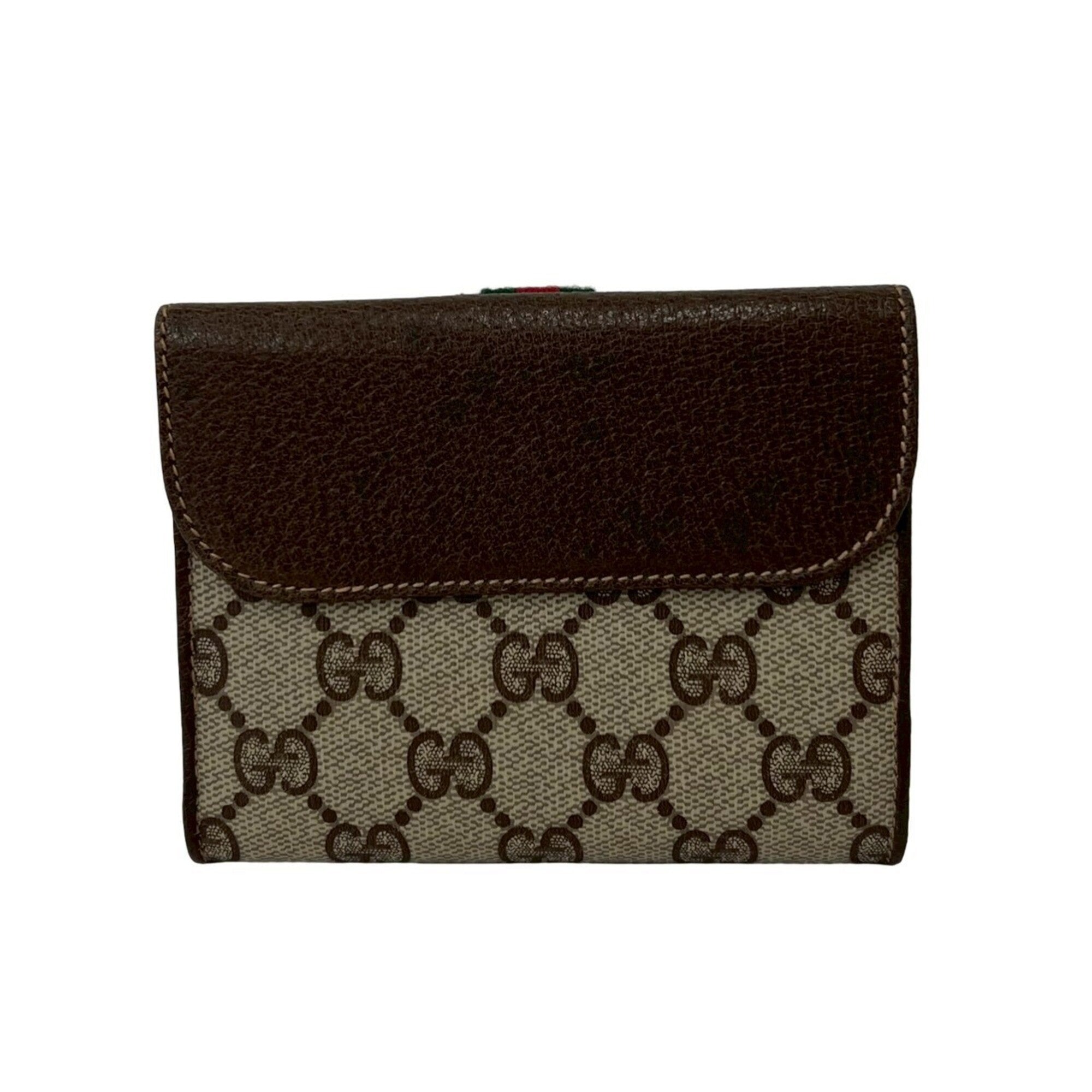Gucci Brown Green Red Color Leather Pvc Wallet (Bi-Fold) (Pre-Owned)