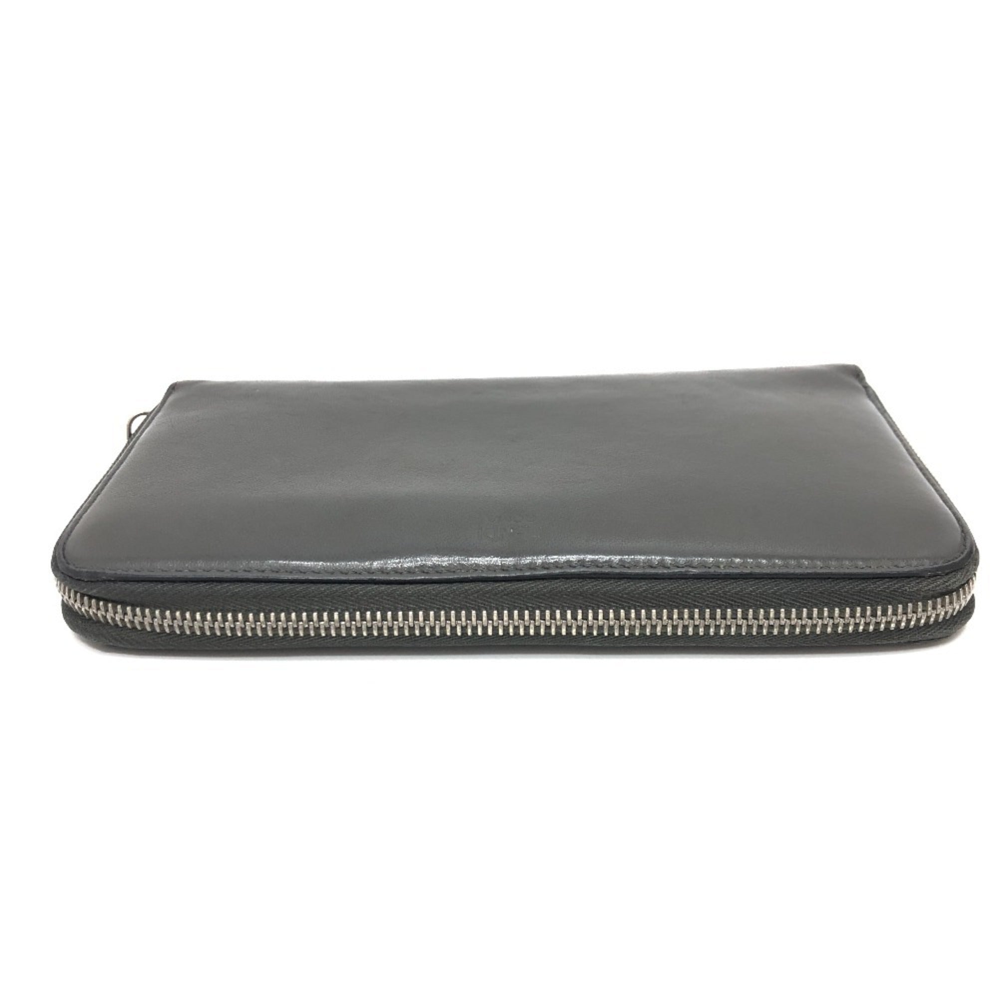 Fendi Gray Leather Long Wallet (Bi-Fold)