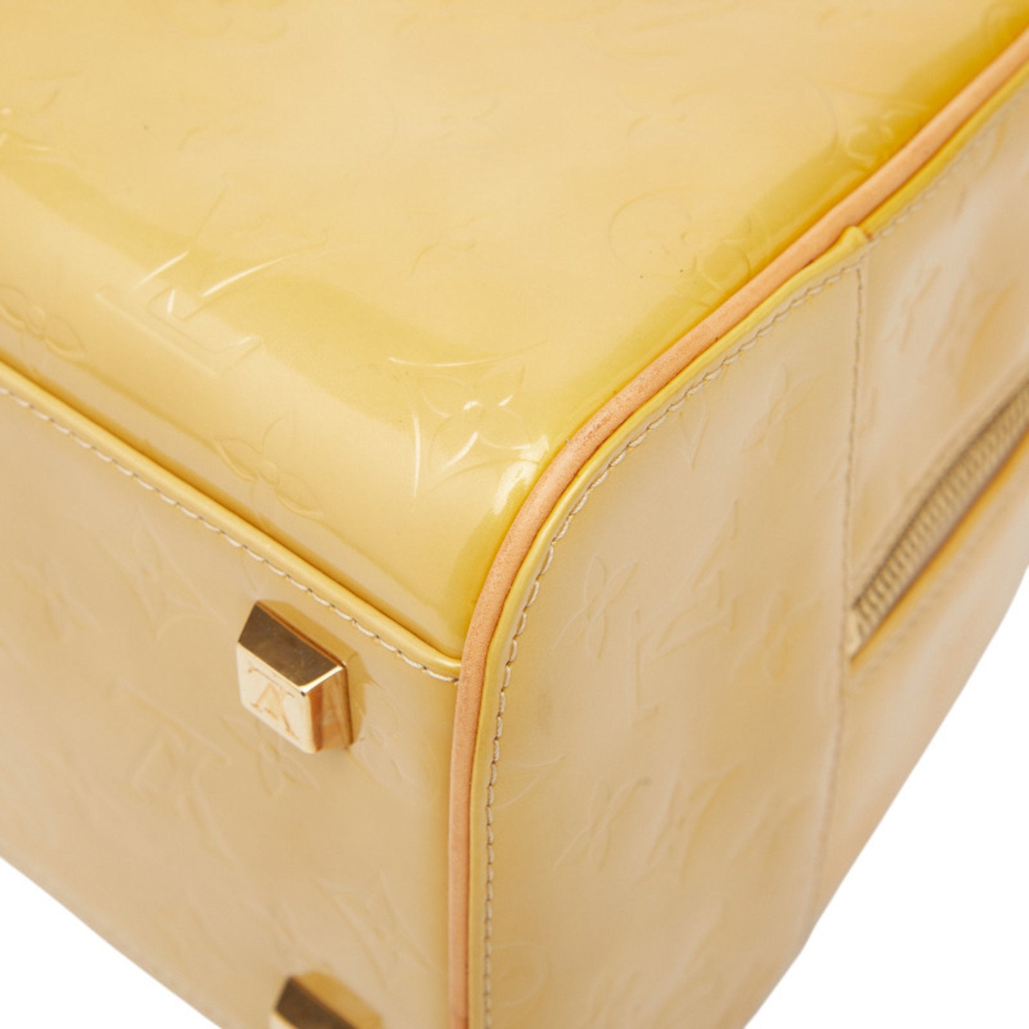 Louis Vuitton Beige Yellow Patent Leather Boston Bag Handbag
