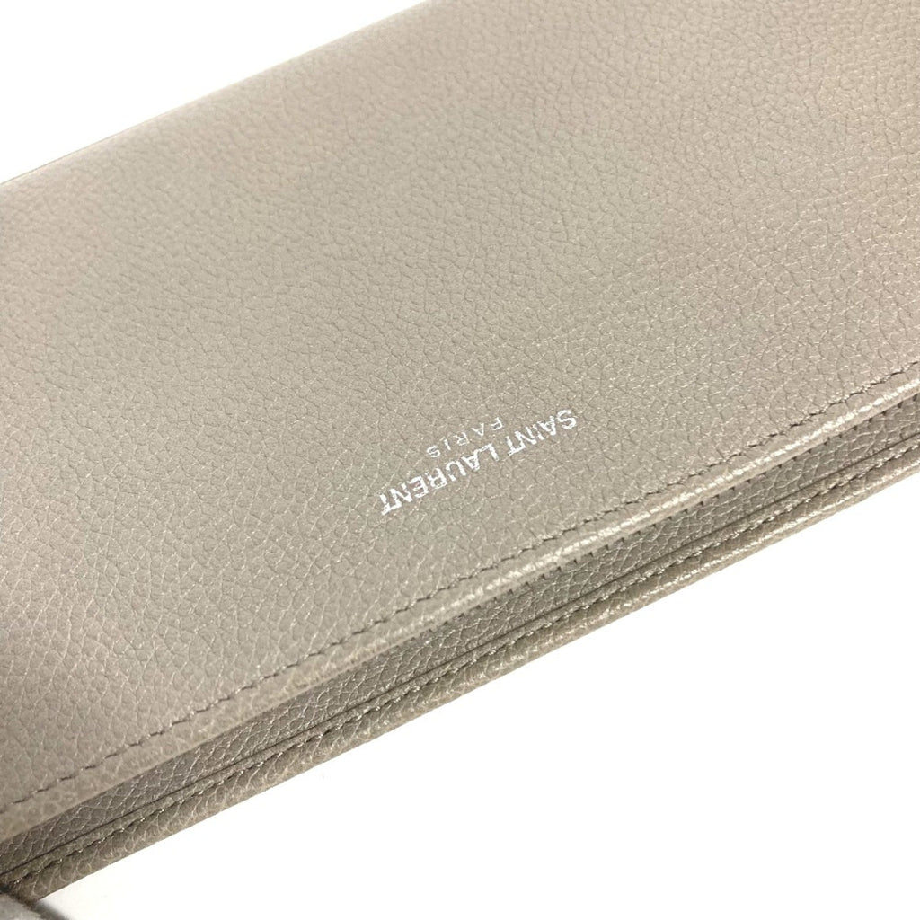 Saint Laurent Gray Leather Long Wallet (Bi-Fold) (Pre-Owned)
