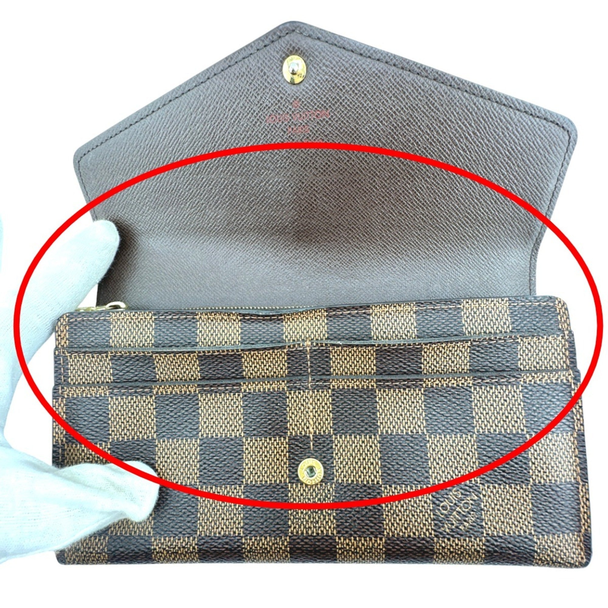 Louis Vuitton Brown Damier Canvas Long Wallet (Tri-Fold)
