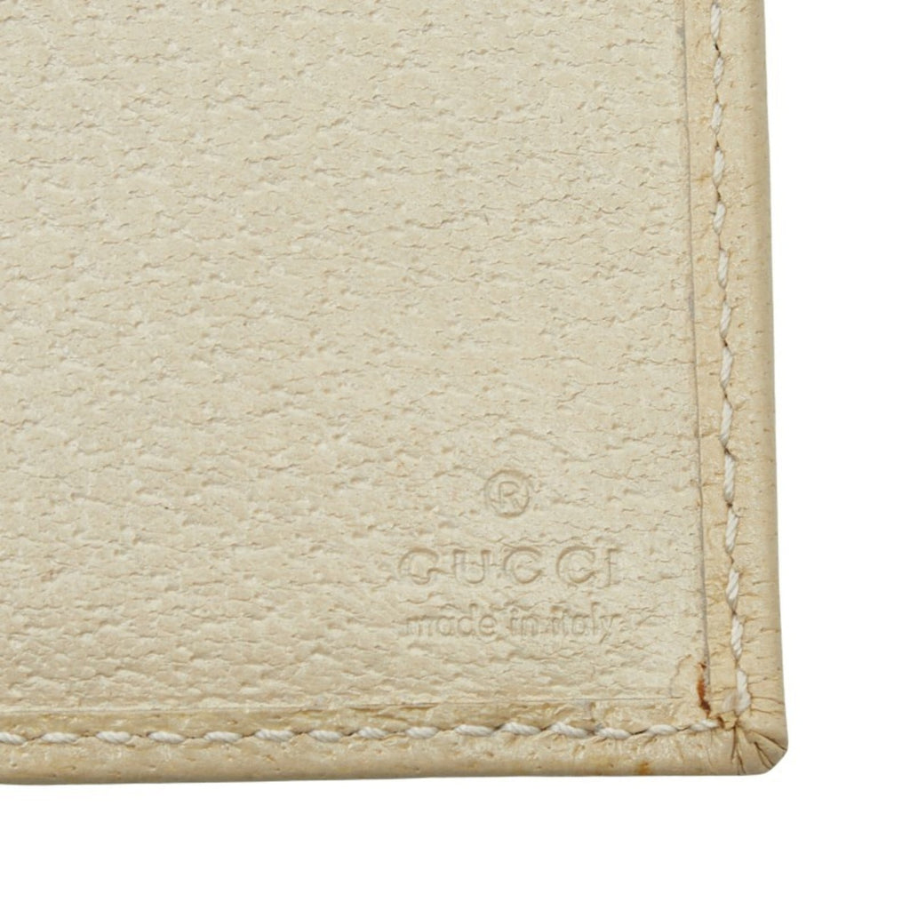 Gucci Beige Ivory Canvas Leather Long Wallet (Bi-Fold) (Pre-Owned)