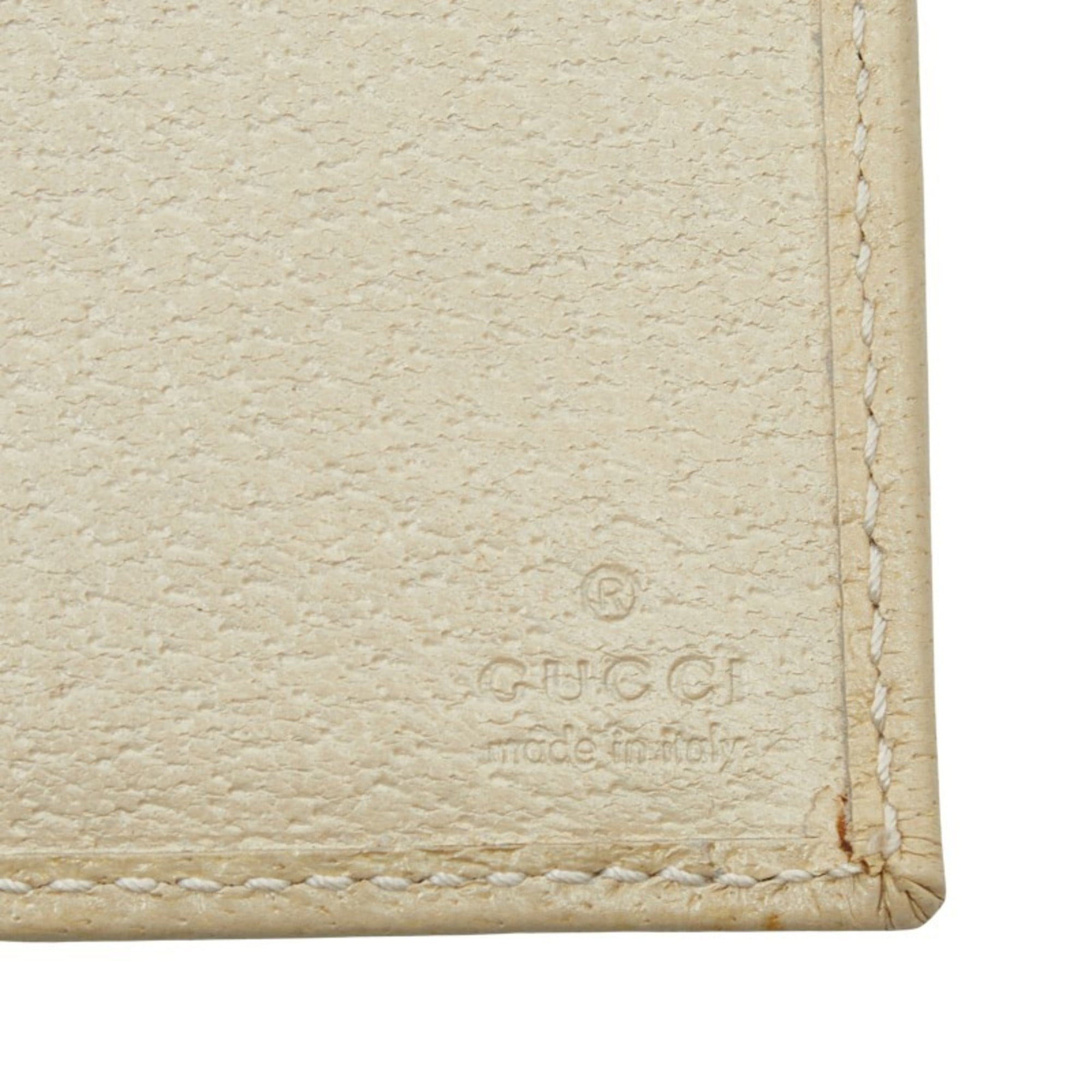 Gucci Beige Ivory Canvas Leather Long Wallet (Bi-Fold) (Pre-Owned)