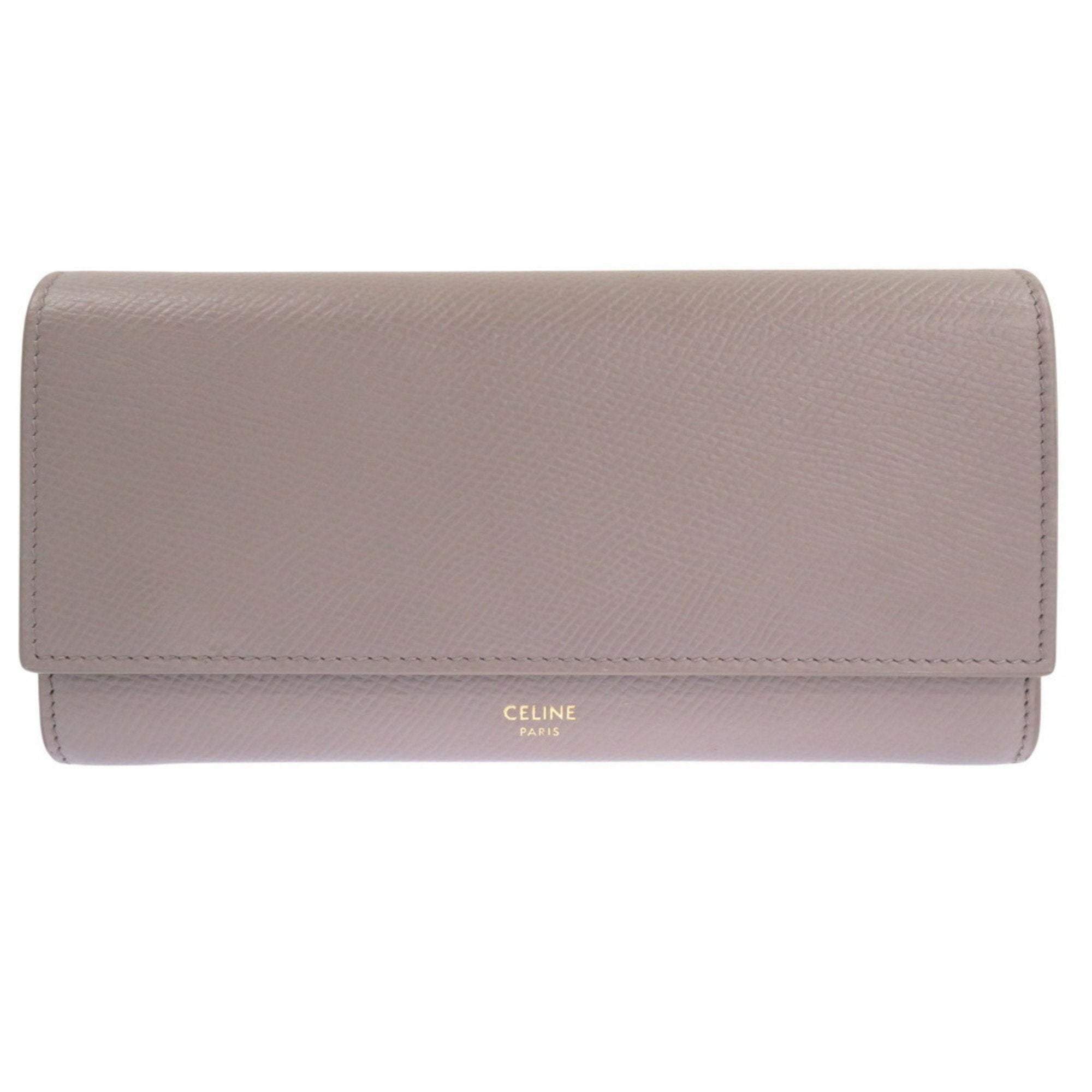 Celine Gray Leather Long Wallet (Bi-Fold)